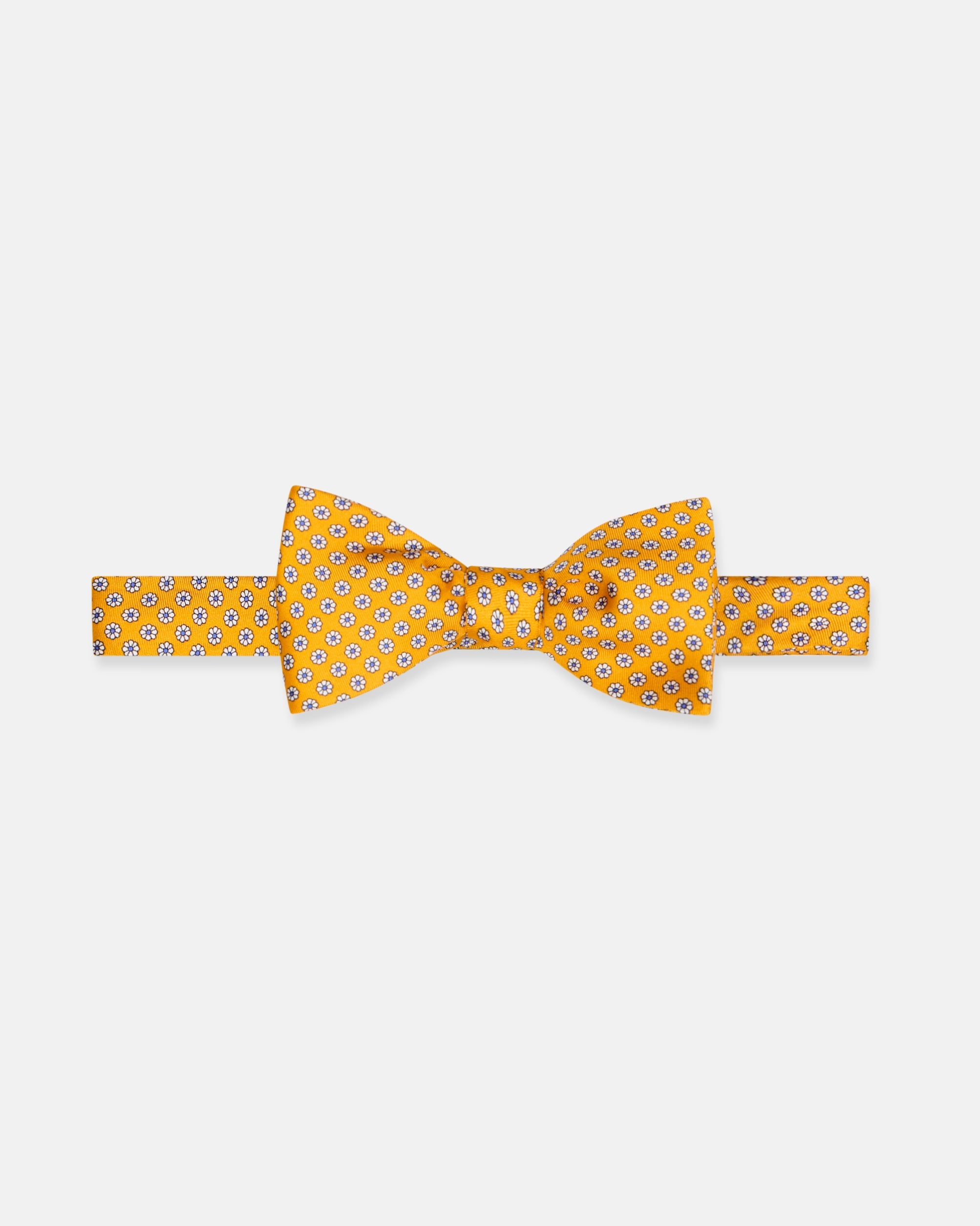 Made-in-England Gold Printed Foulard Silk Bow Tie