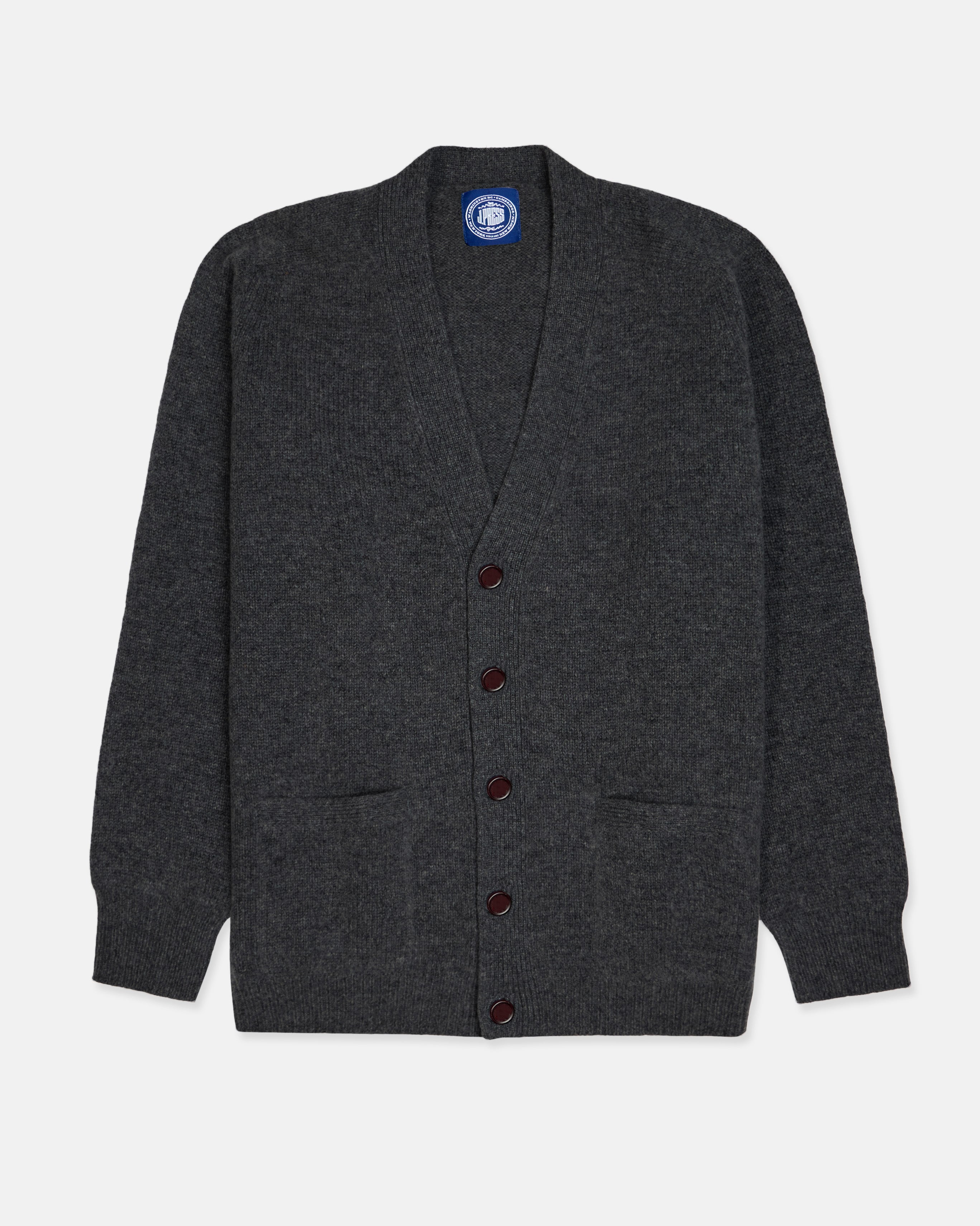 Charcoal Lambswool Cardigan Sweater