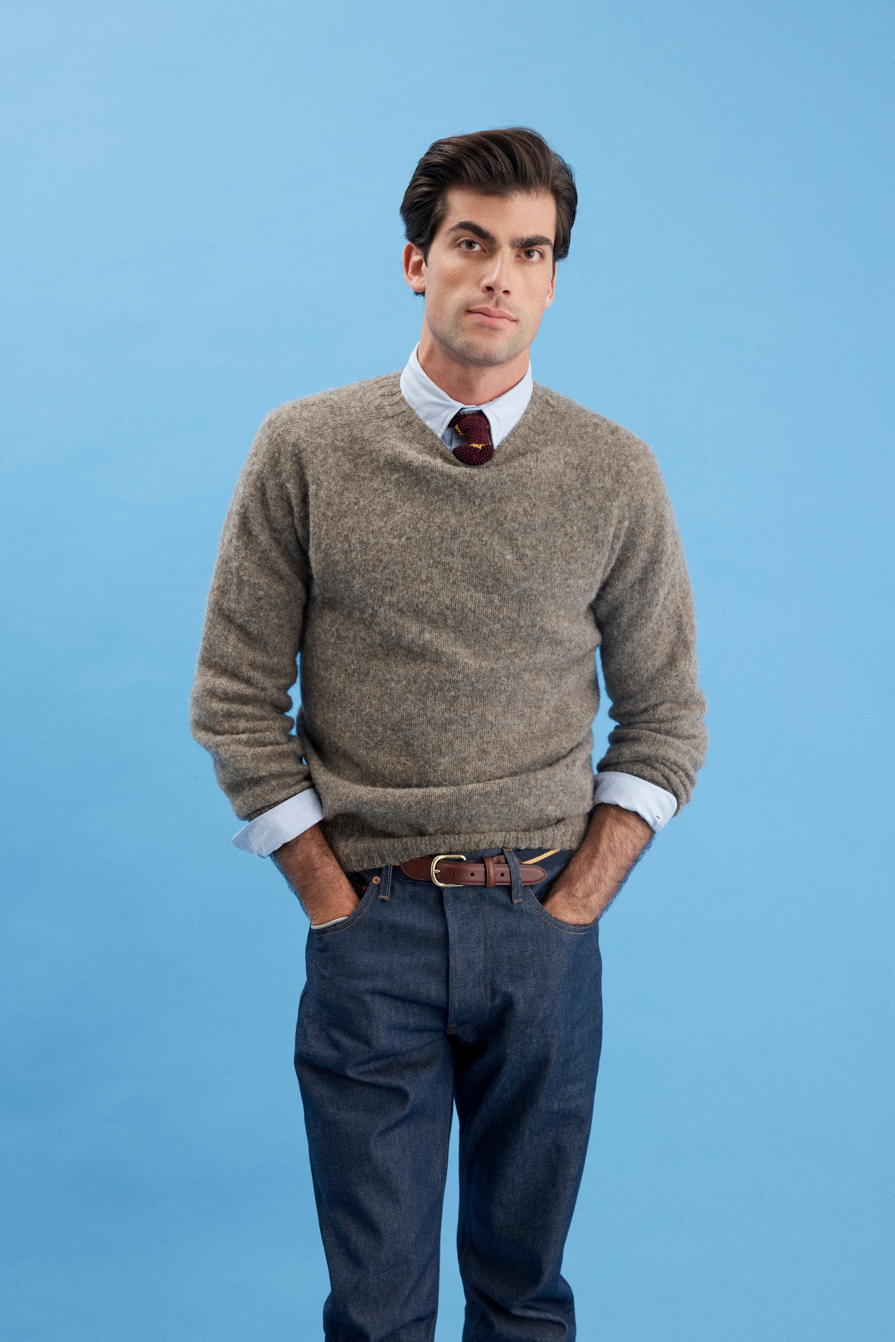 J. Press x Alex Mill Grey Shaggy Dog Sweater - Trim Fit