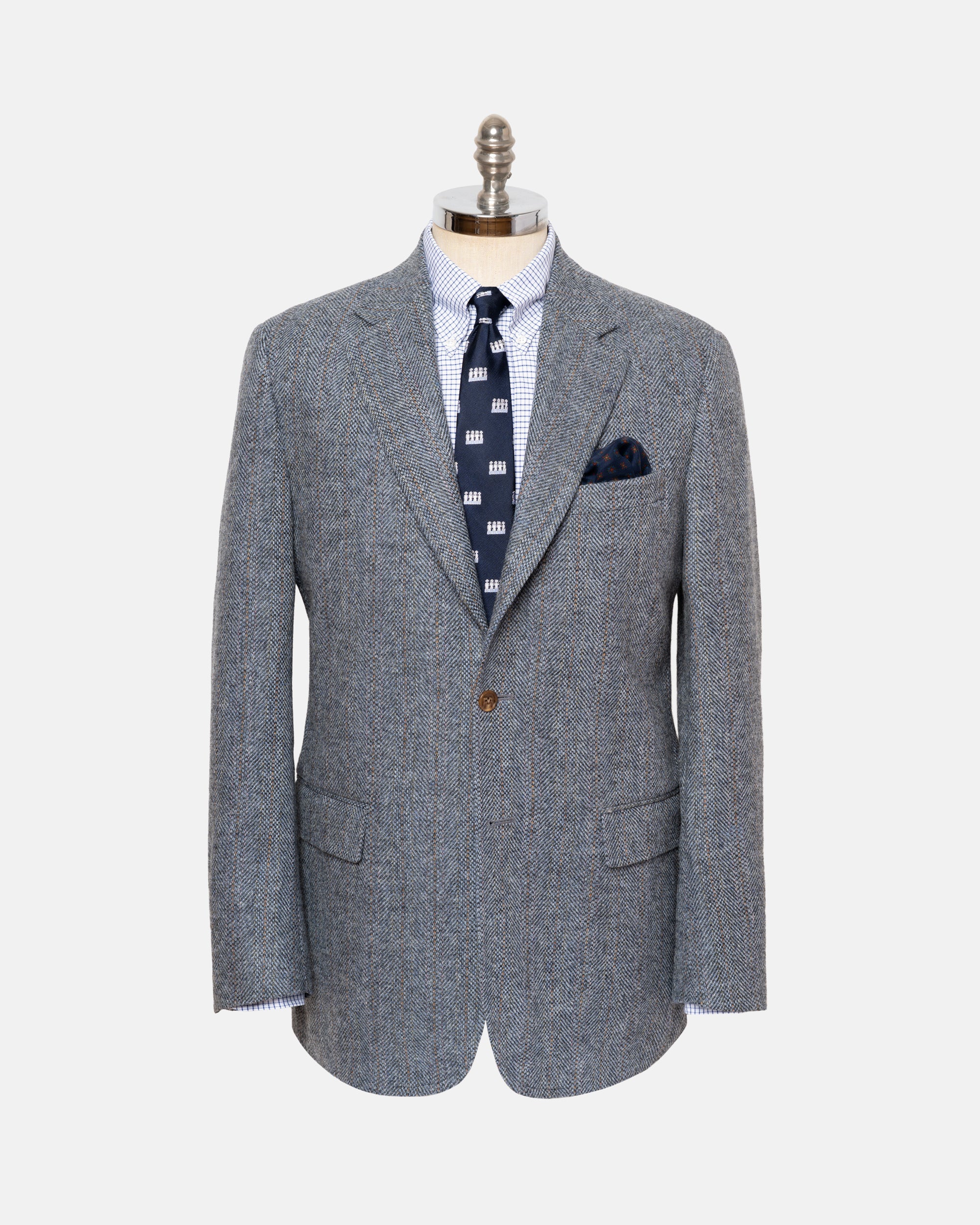 Made-in-Canada Grey Barleybone Stripe Irish Tweed Sport Coat - Custom Make