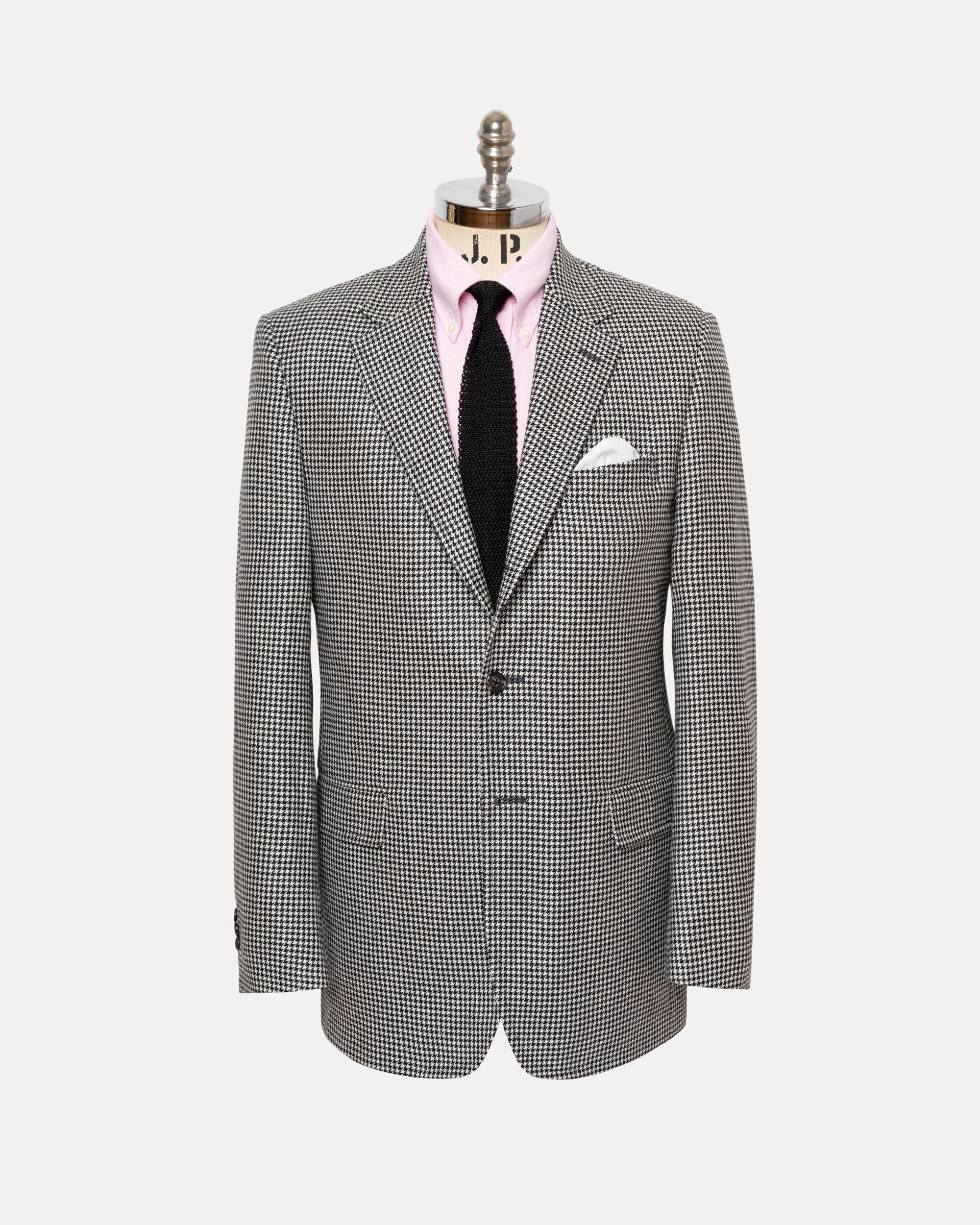 Made-in-Canada Black & White Houndstooth Cashmere Sport Coat - Custom Make