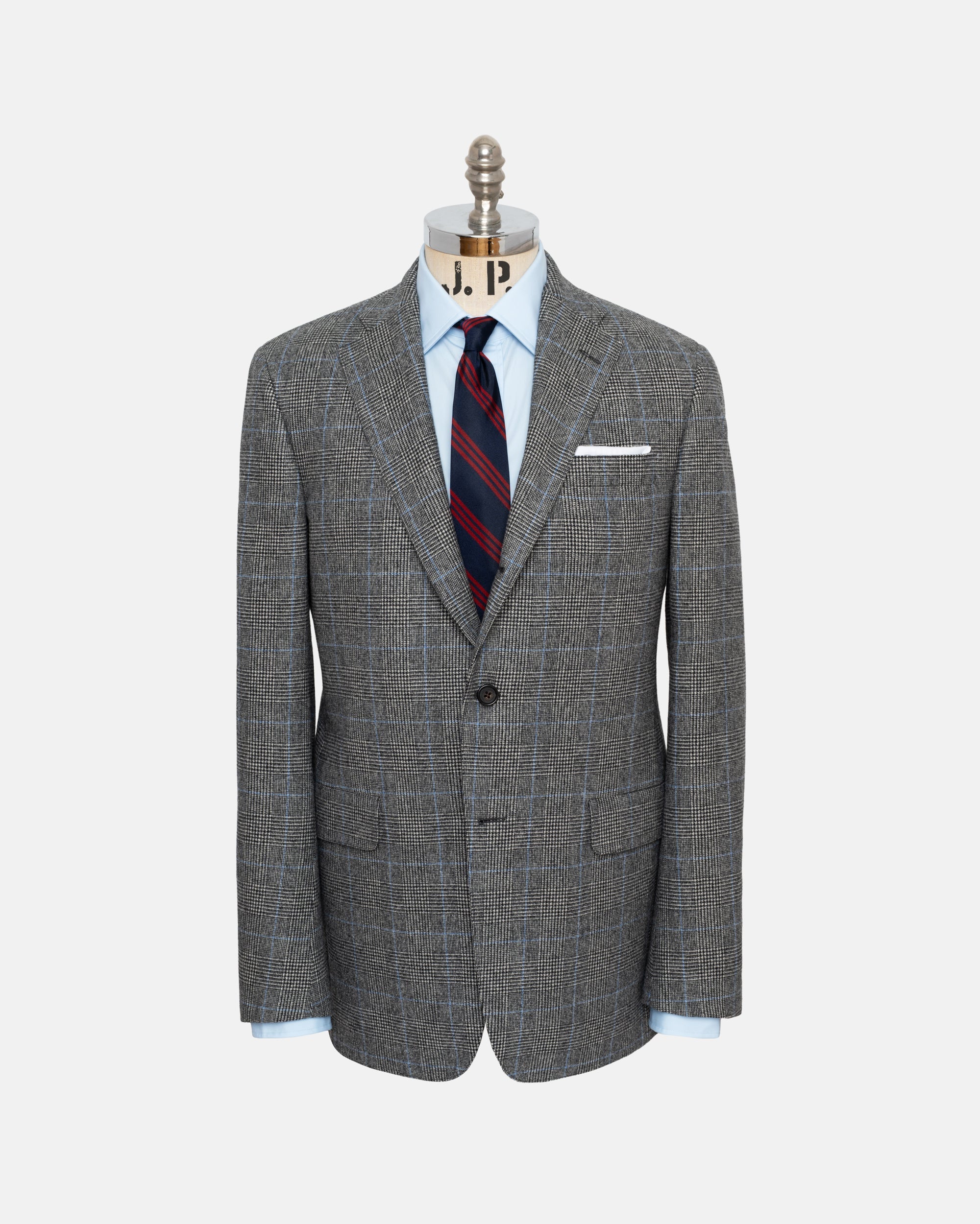 Made-in-USA Black & White Prince-of-Wales Fox Flannel Suit - Custom Make