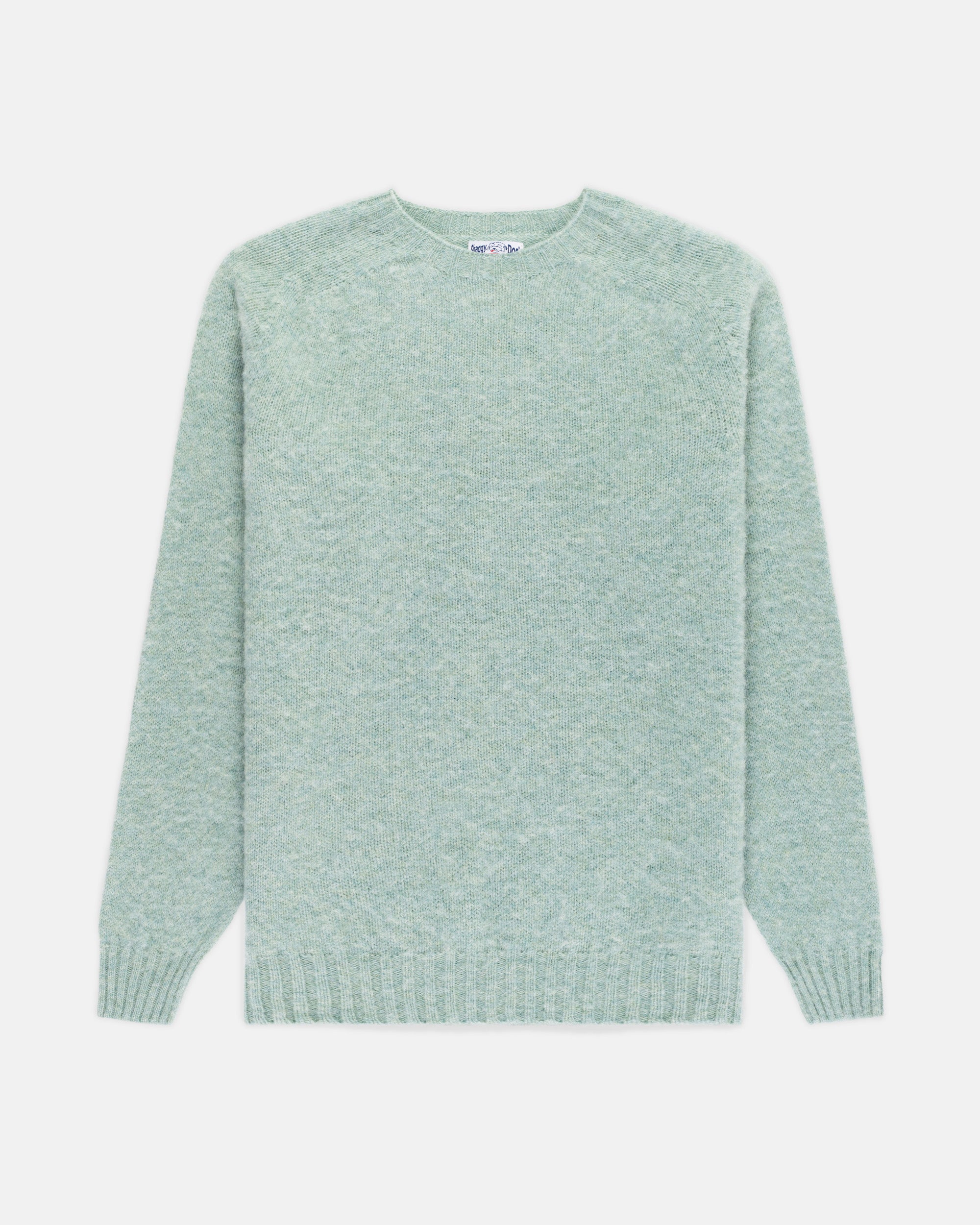 Made-in-Scotland Pale Blue Shaggy Dog Sweater  - Trim Fit