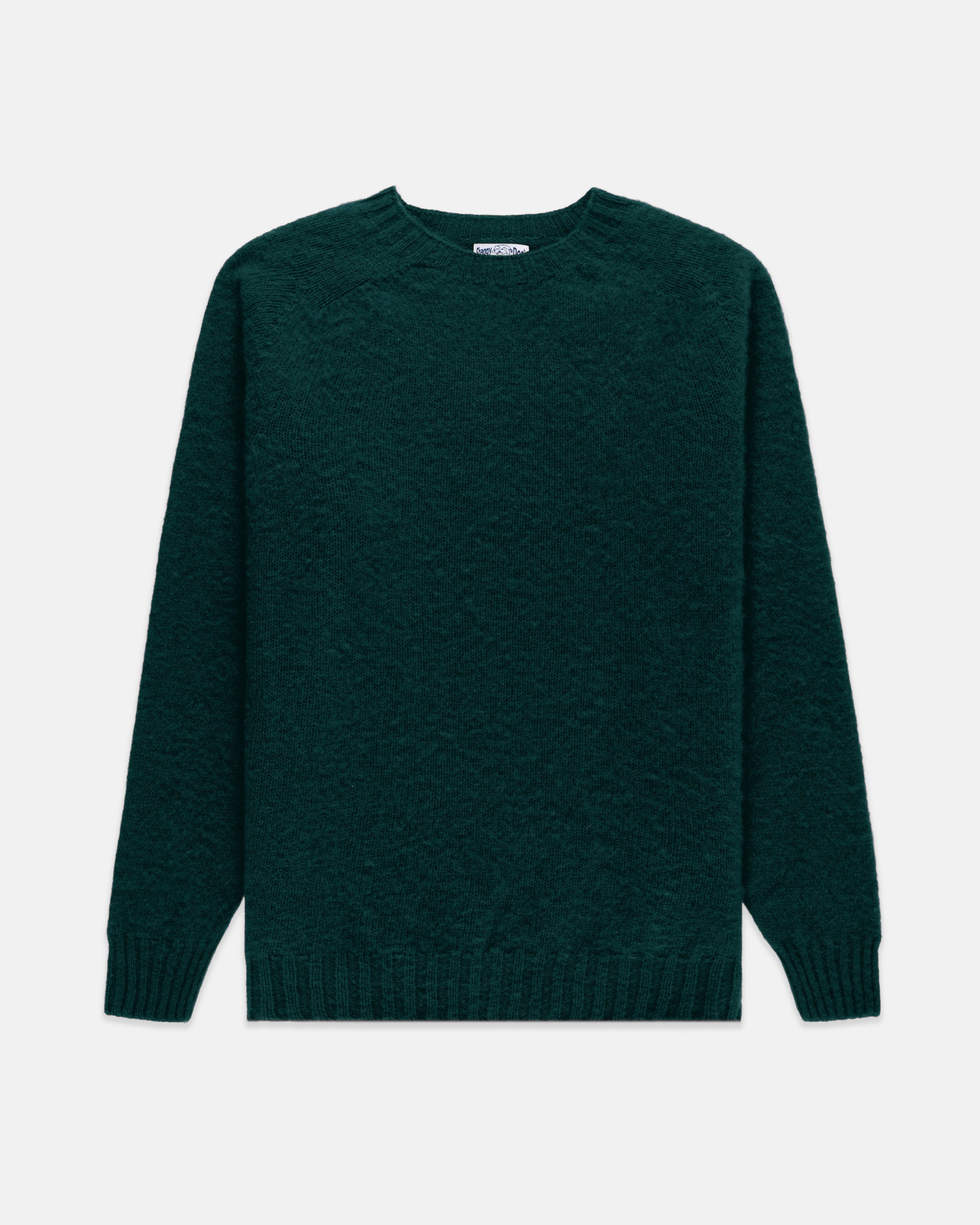 Made-in-Scotland Forest Green Shaggy Dog Sweater  - Trim Fit