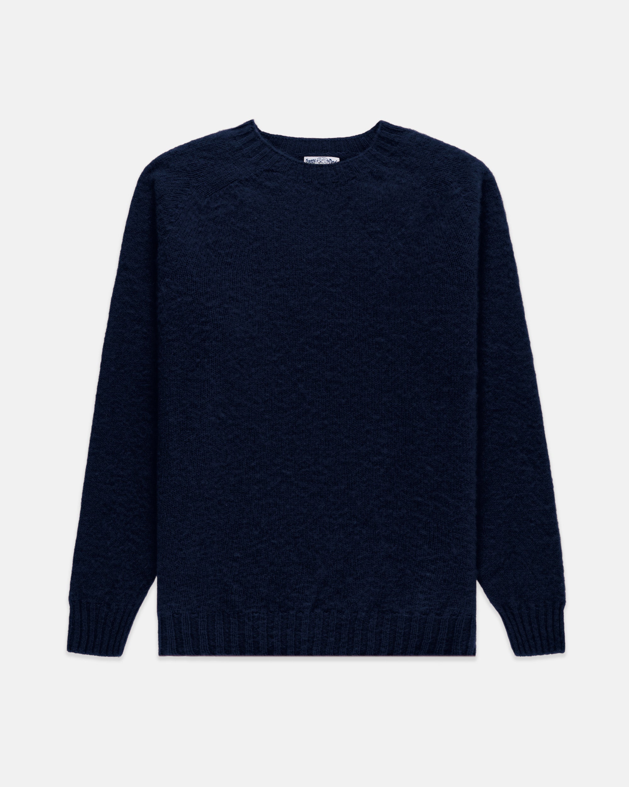Made-in-Scotland Navy Shaggy Dog Sweater  - Trim Fit