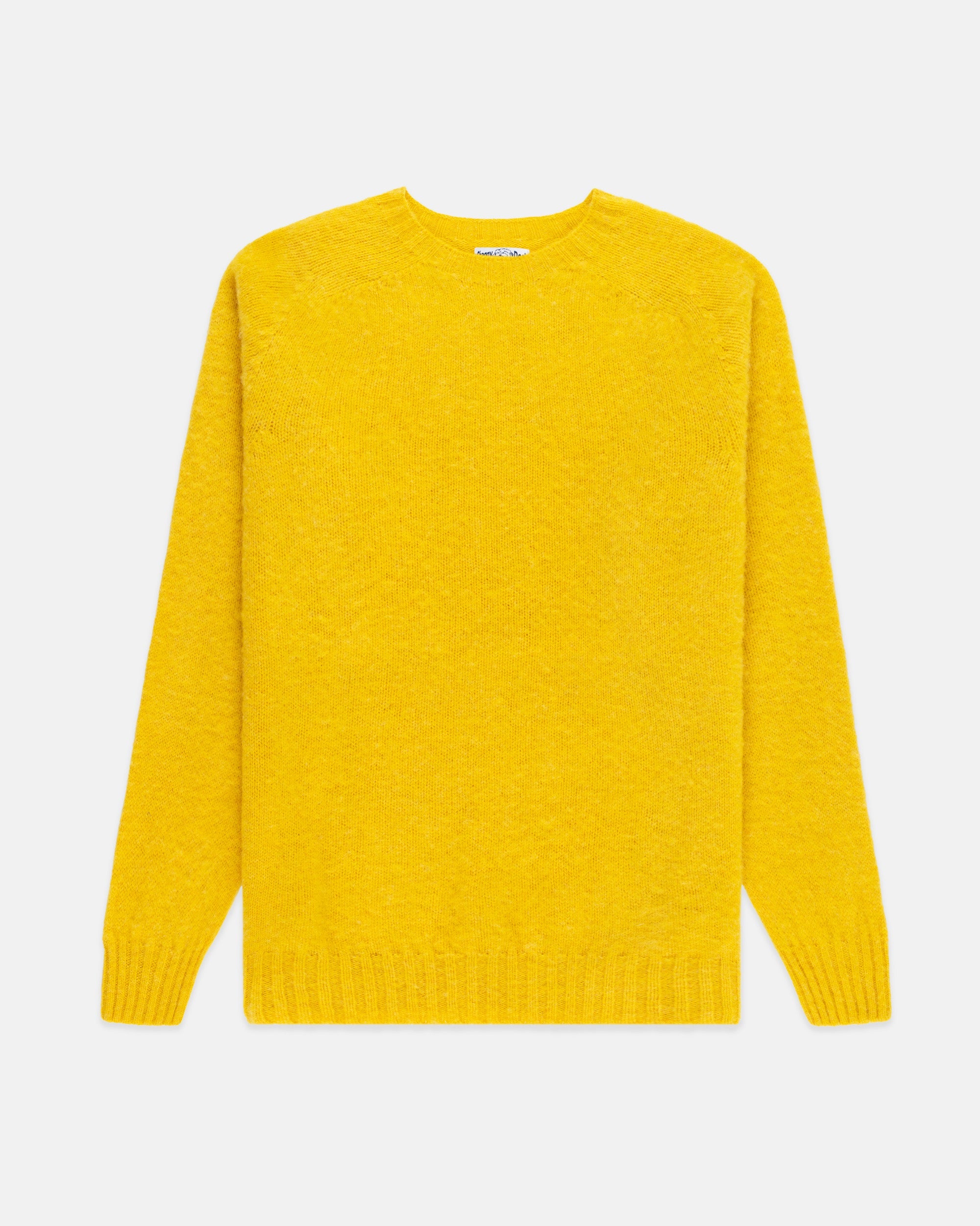 Made-in-Scotland Yellow Shaggy Dog Sweater  - Trim Fit