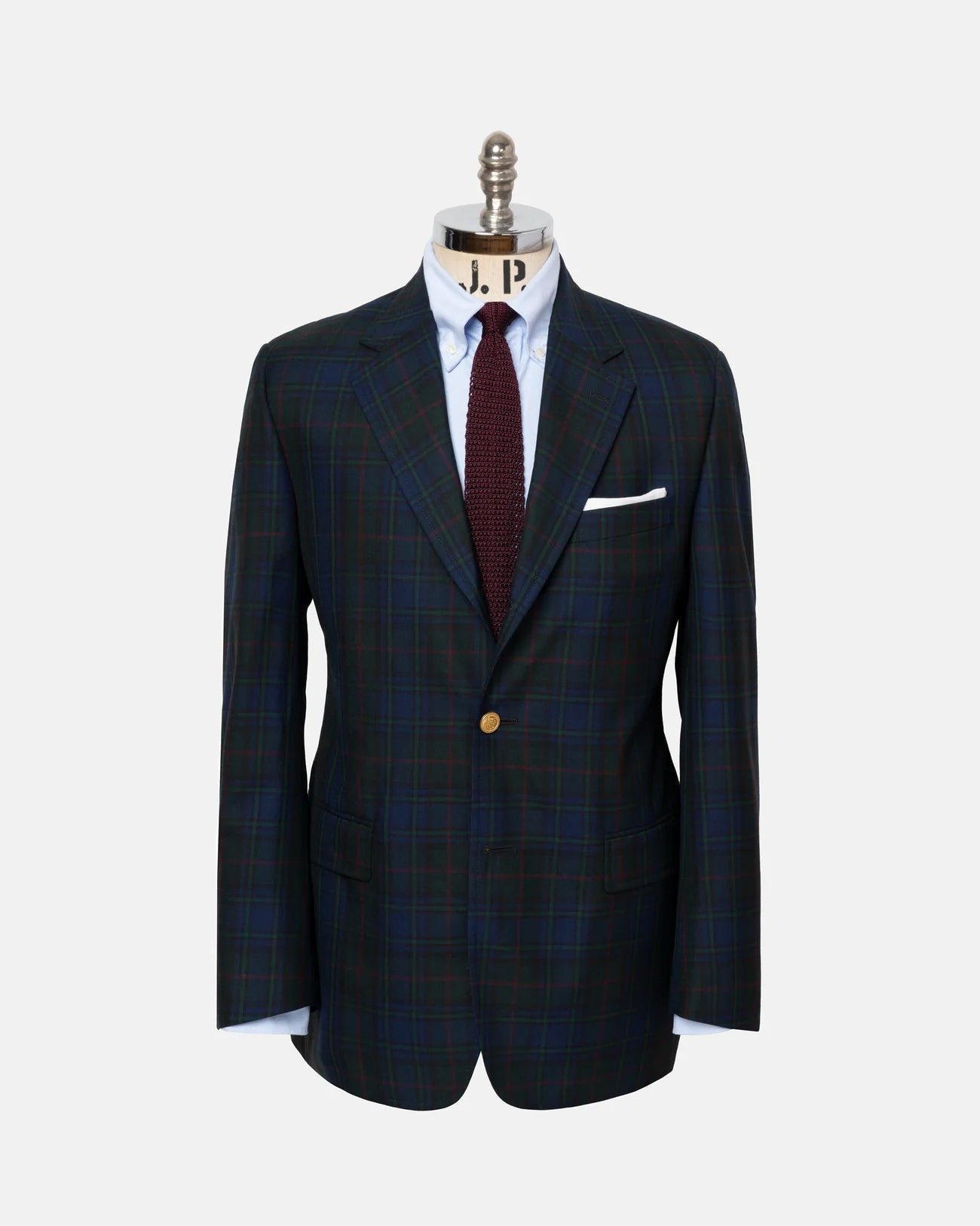 Made-in-Canada Navy & Green with Red Windowpane Tartan Blazer
