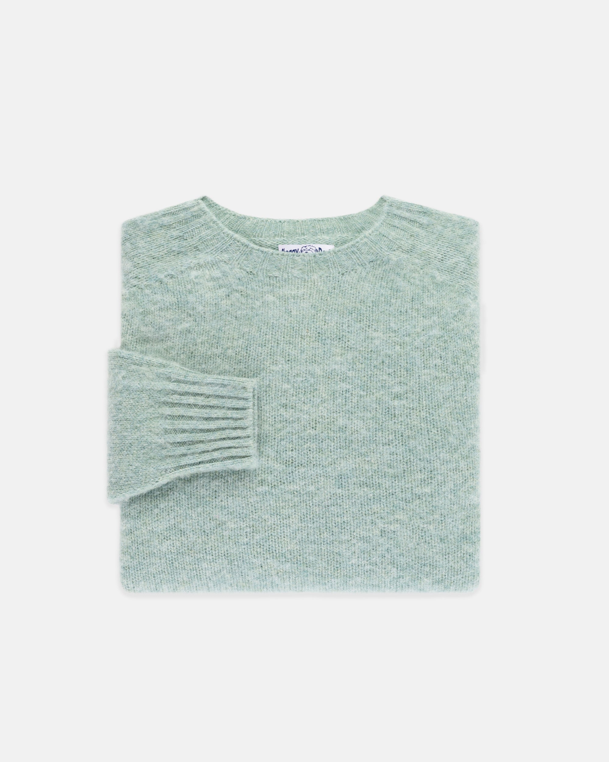 Made-in-Scotland Pale Blue Shaggy Dog Sweater  - Trim Fit