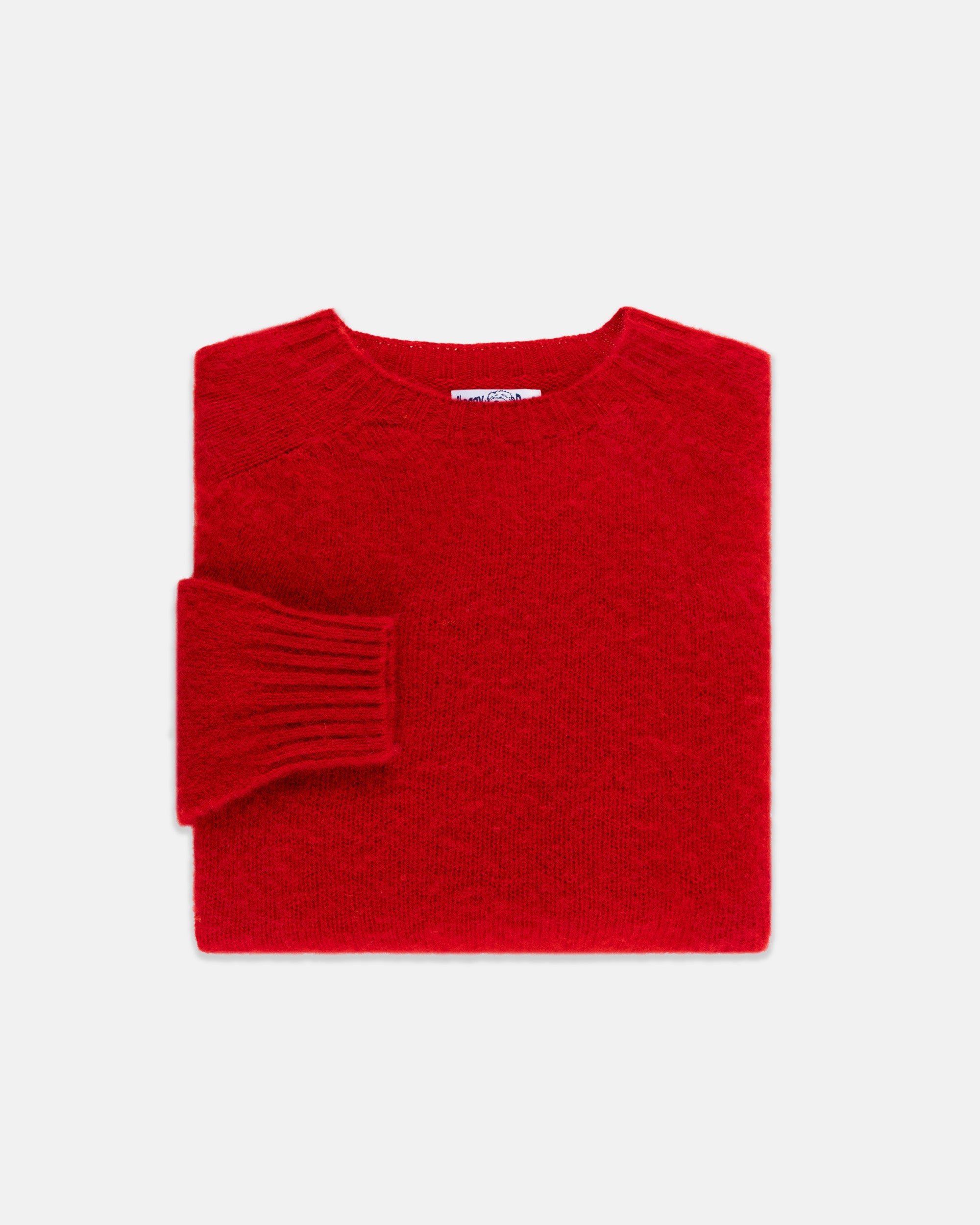 Made-in-Scotland Red Shaggy Dog Sweater  - Trim Fit