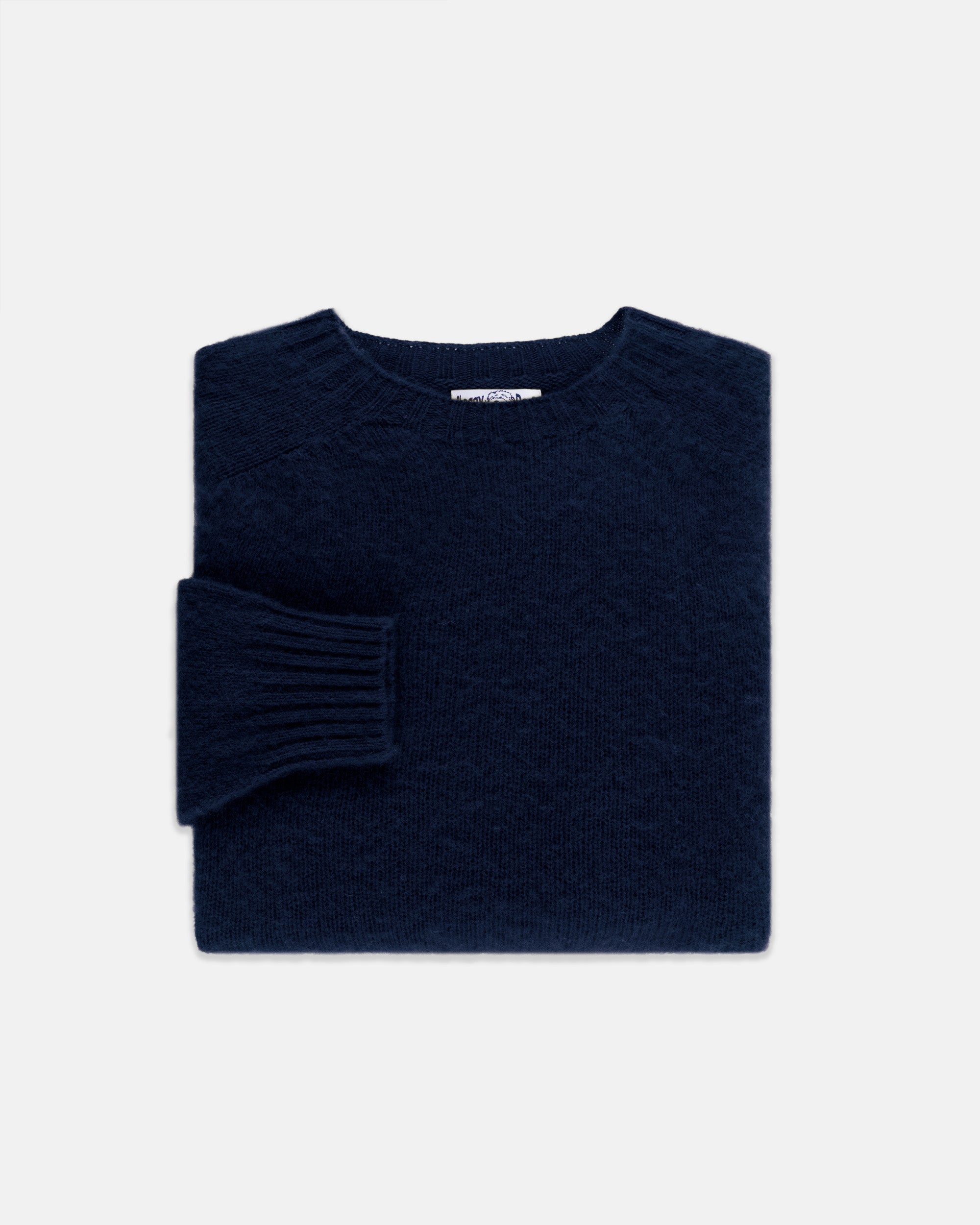 Made-in-Scotland Navy Shaggy Dog Sweater  - Trim Fit