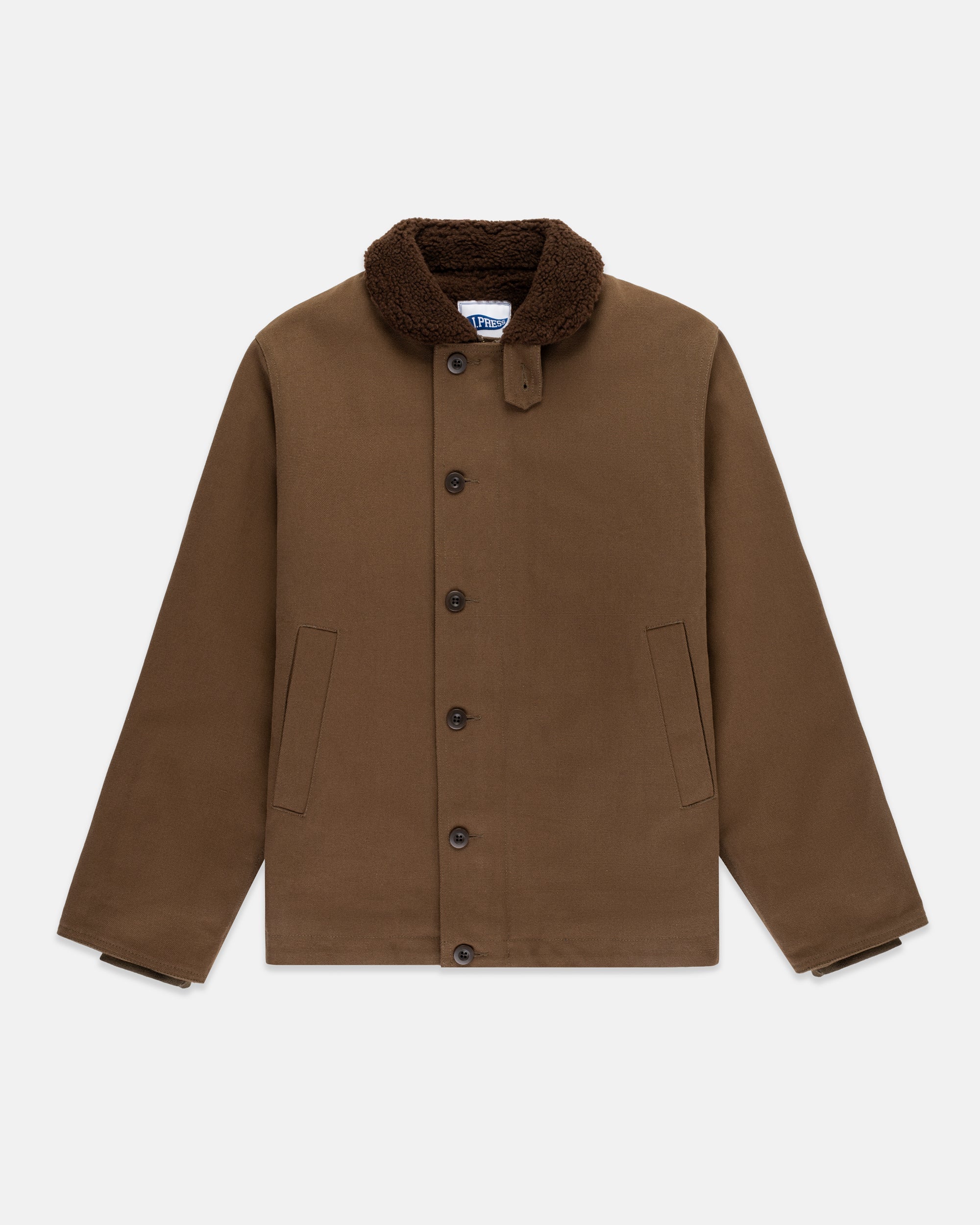 Olive Fleece-lined Canvas Deck Jacket