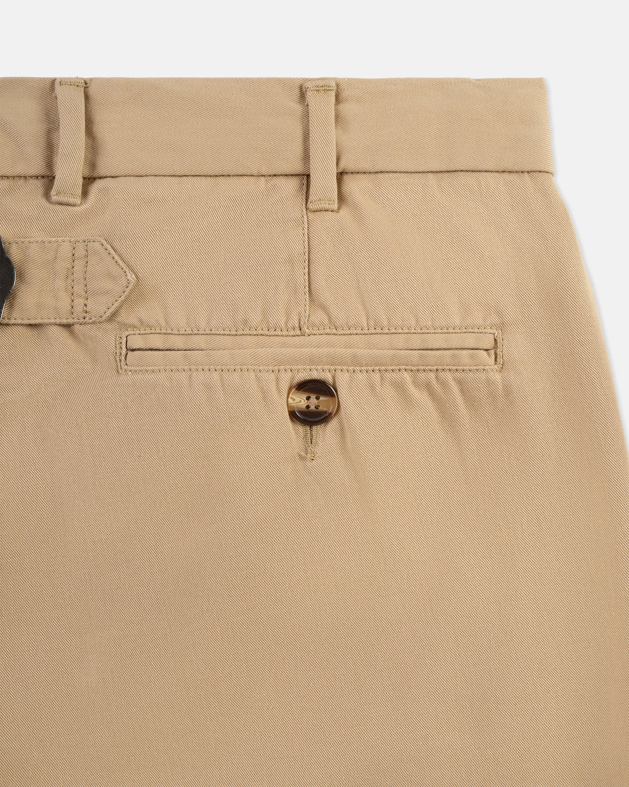 Khaki Cinch-Back Cotton Chino Trouser - Trim Fit