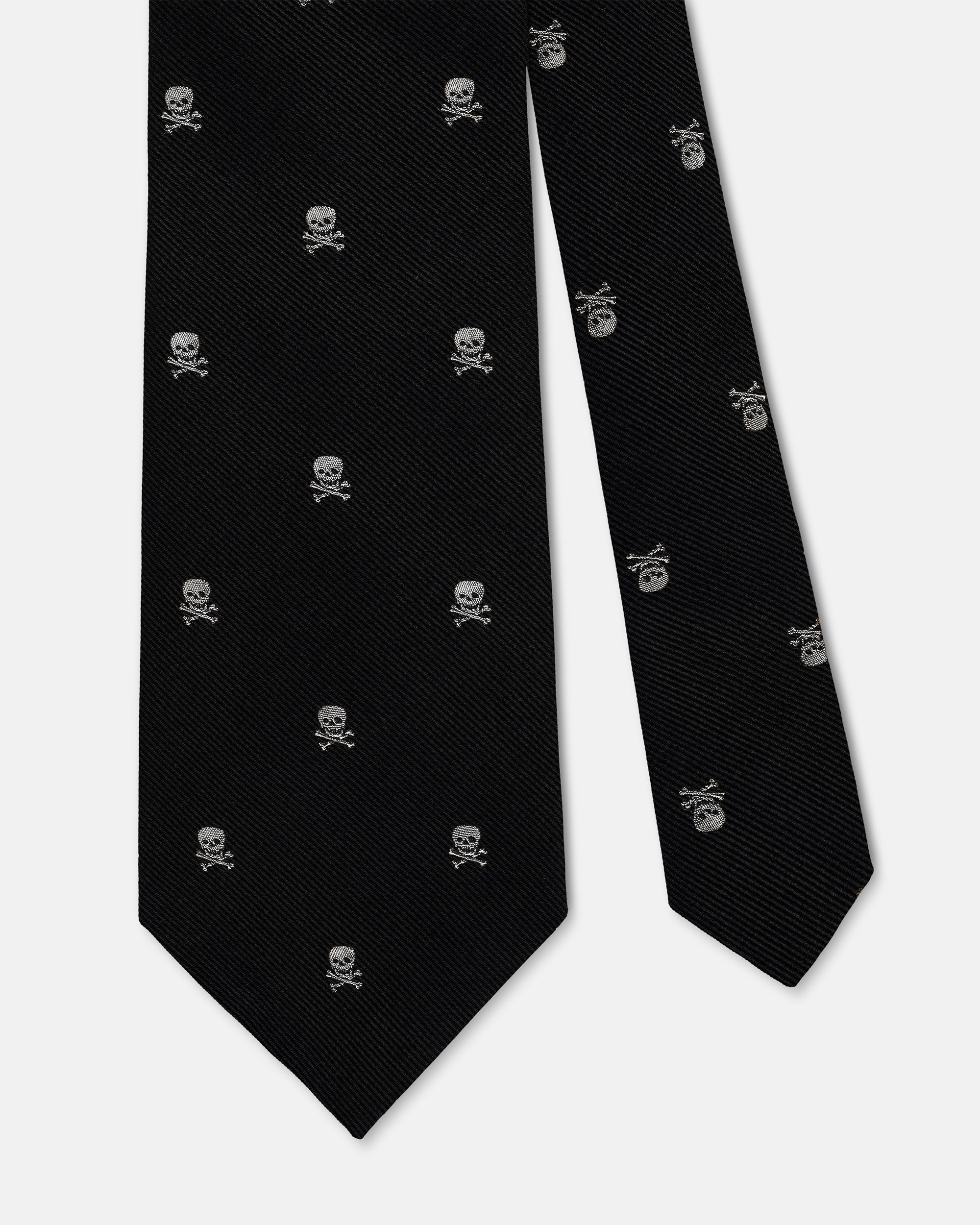 Made-in-USA Black and White Skull & Bones Club Tie