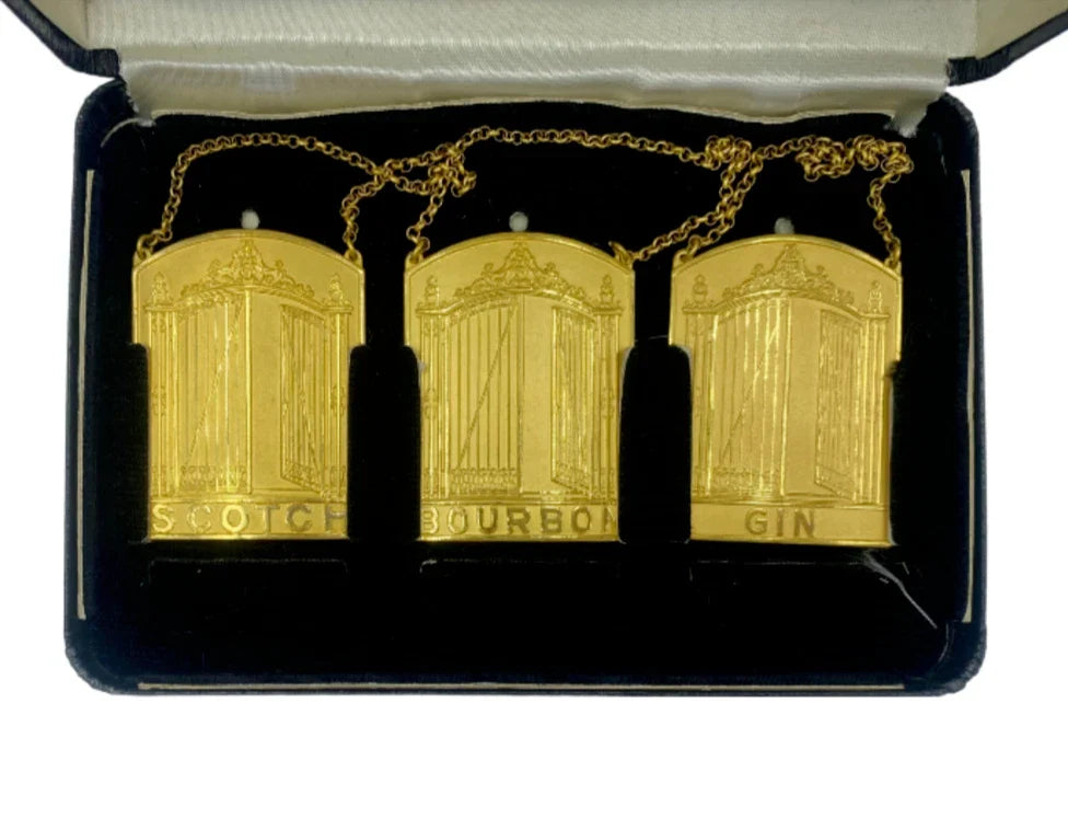 Set 3 The 21 Club NYC Restaurant Decanter Tags