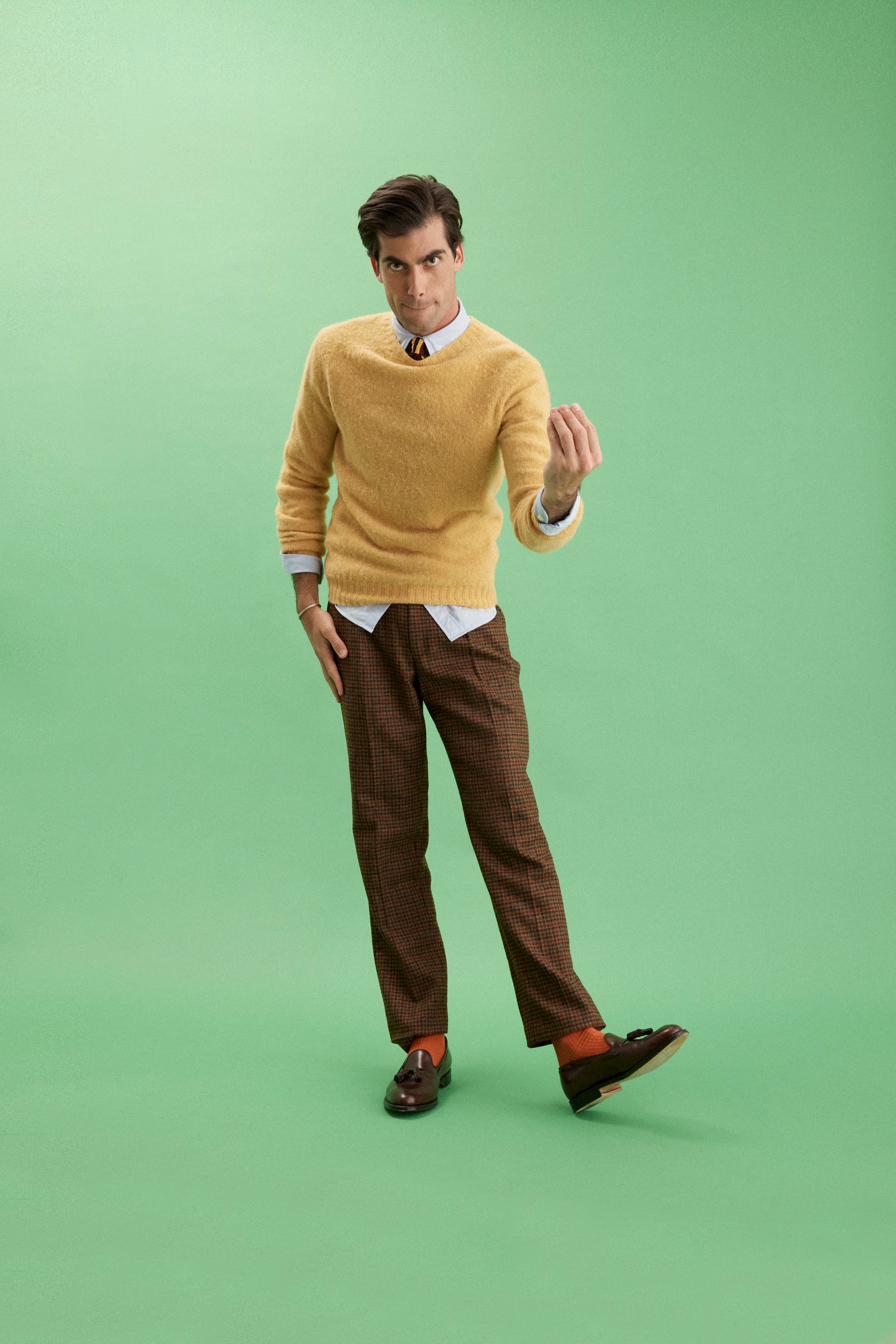 J. Press x Alex Mill Yellow Shaggy Dog Sweater -Trim Fit