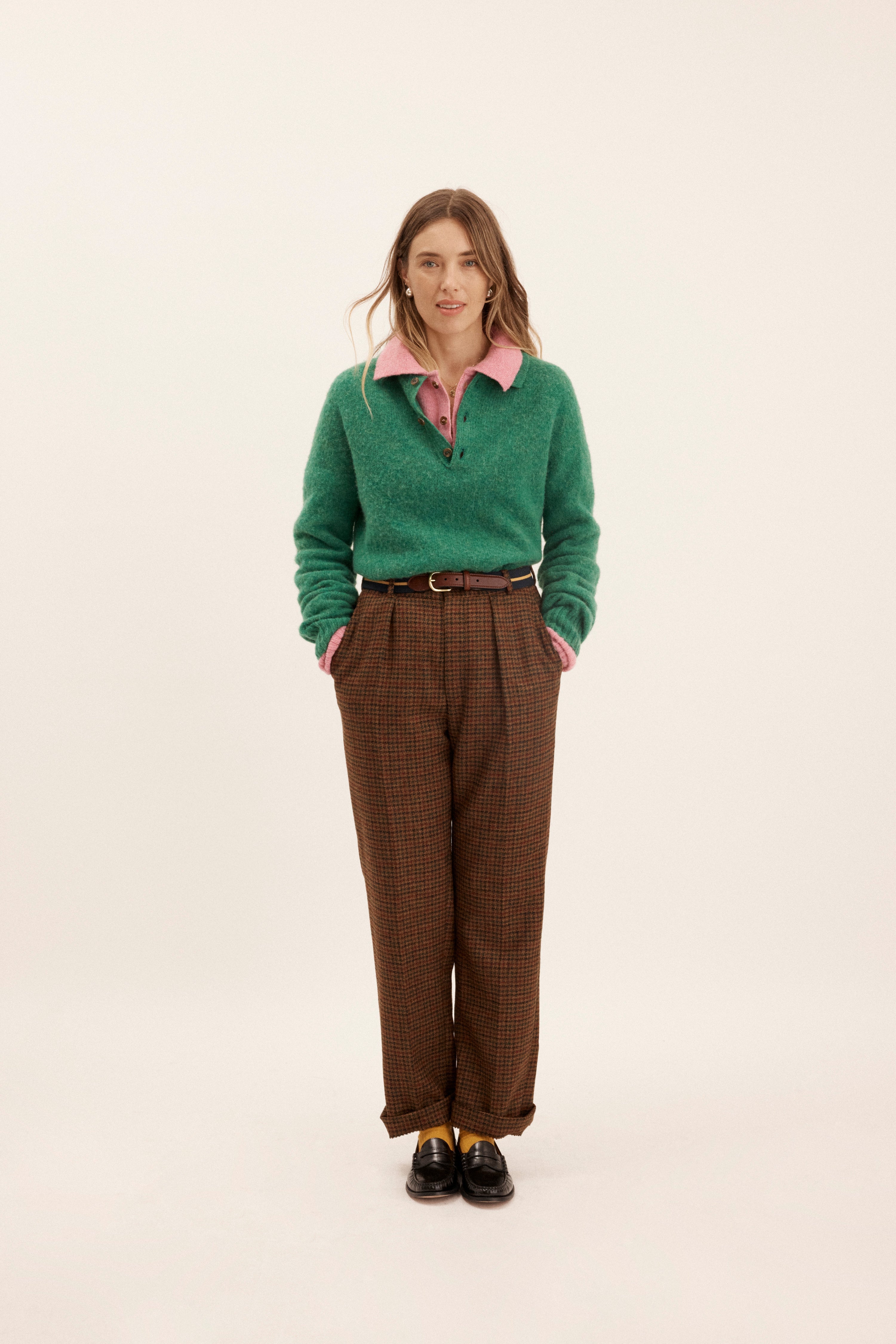 J. Press x Alex Mill Green Shaggy Dog Polo Sweater - Trim Fit