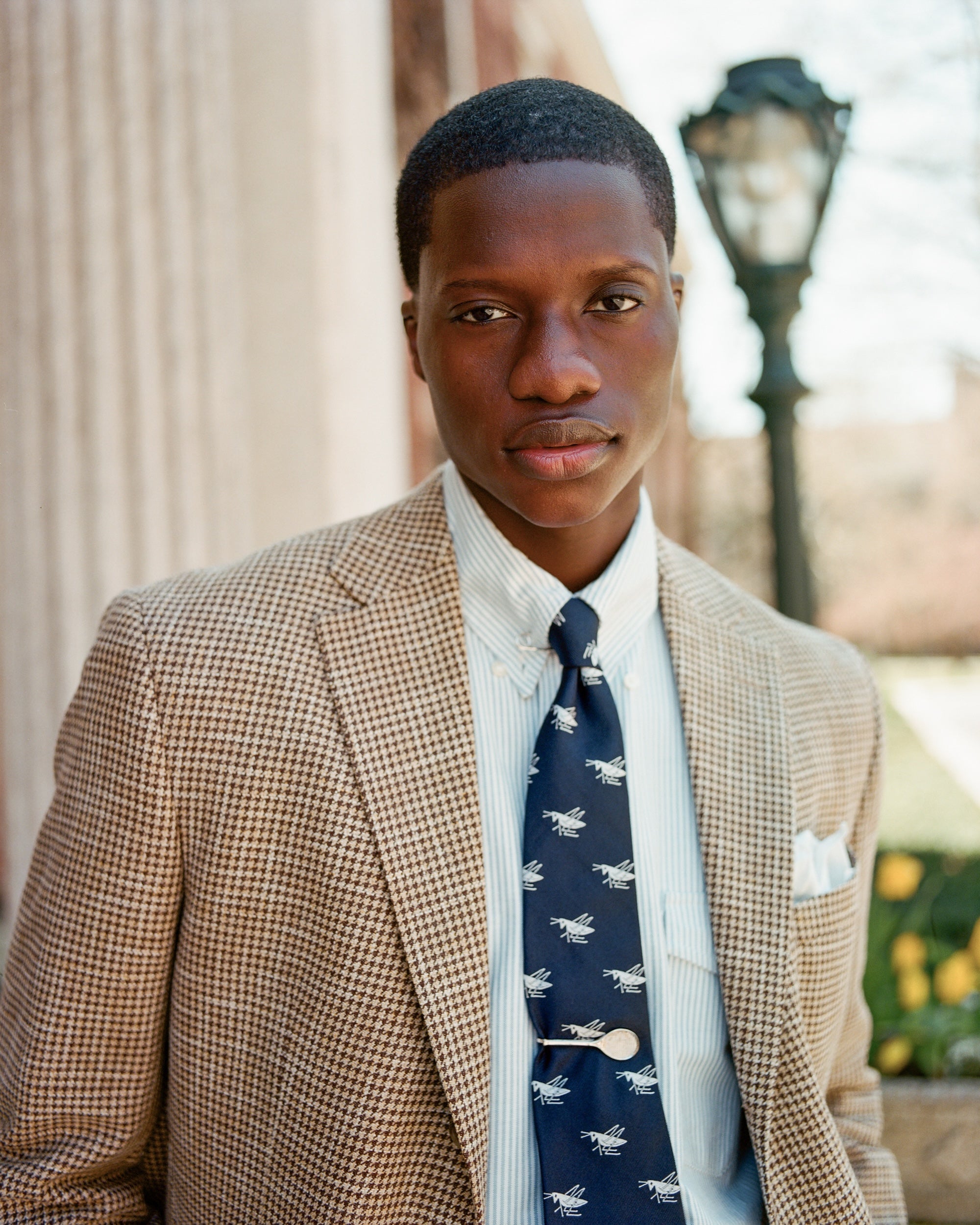 Made-in-England Navy with Silver Grasshoppers Club Tie