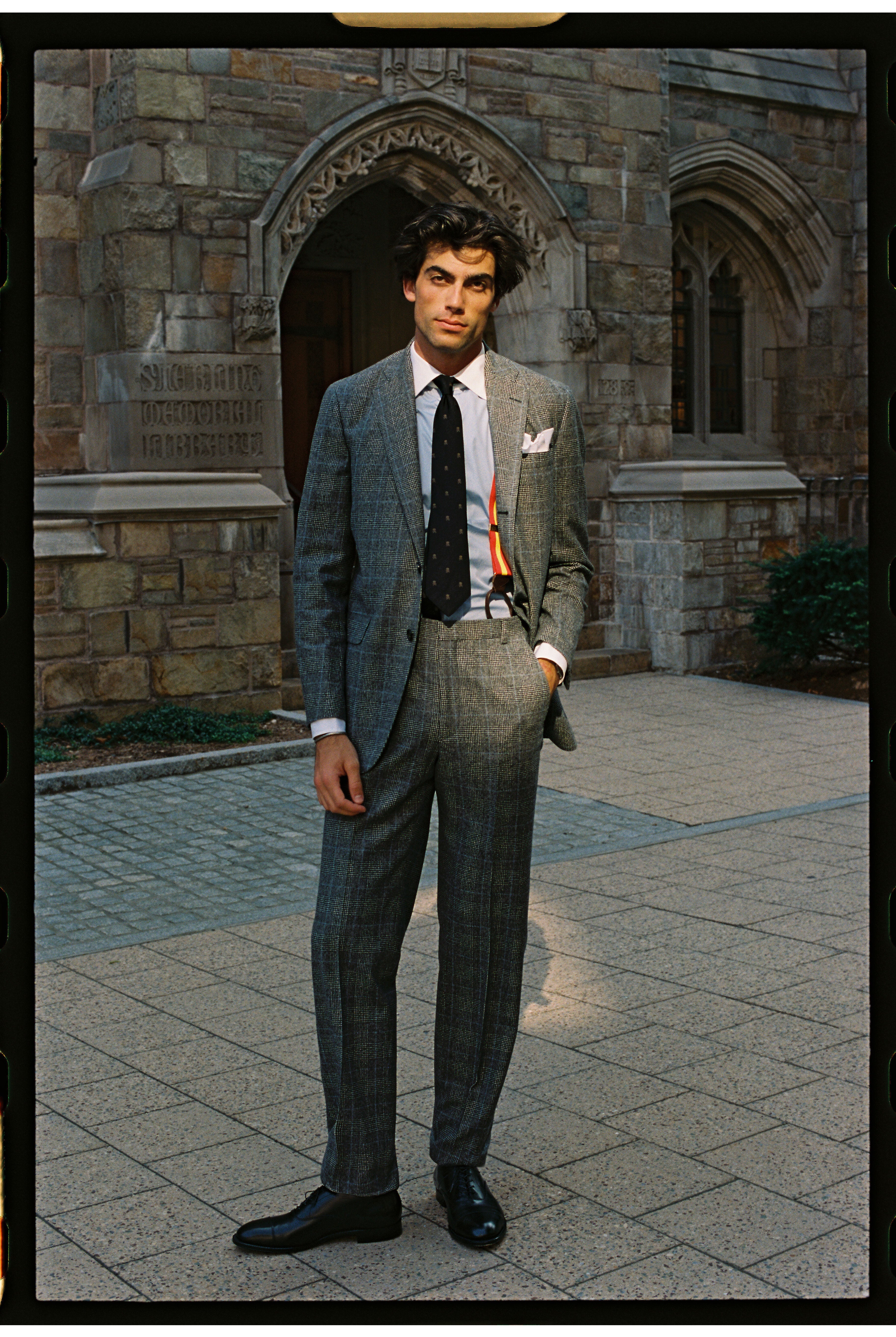 Made-in-USA Thomas Mason Blue Contrast Collar French Cuff Dress Shirt - Classic Fit