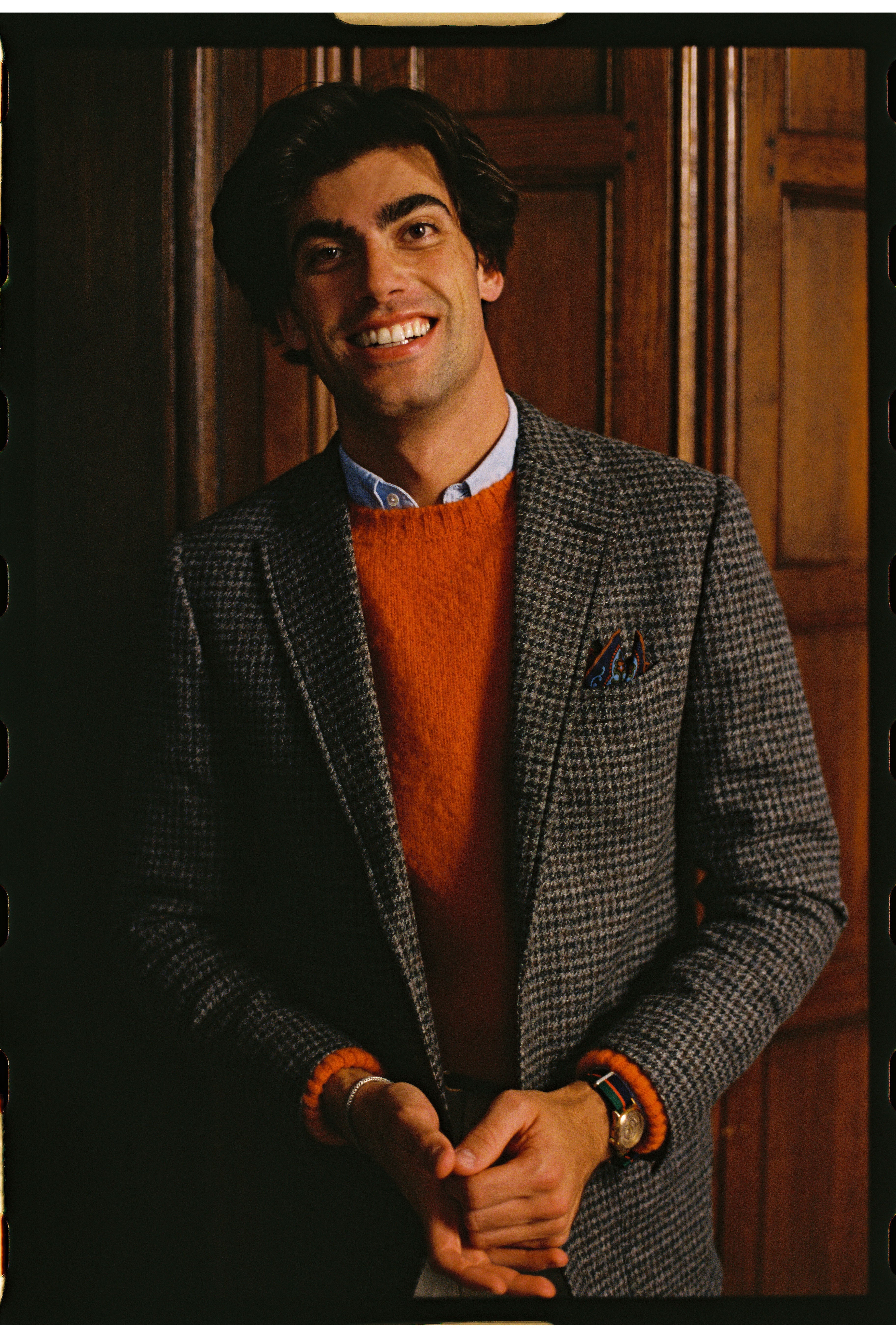 Made-in-USA Grey & Brown Houndstooth Cheviot Tweed Sport Coat - Custom Make