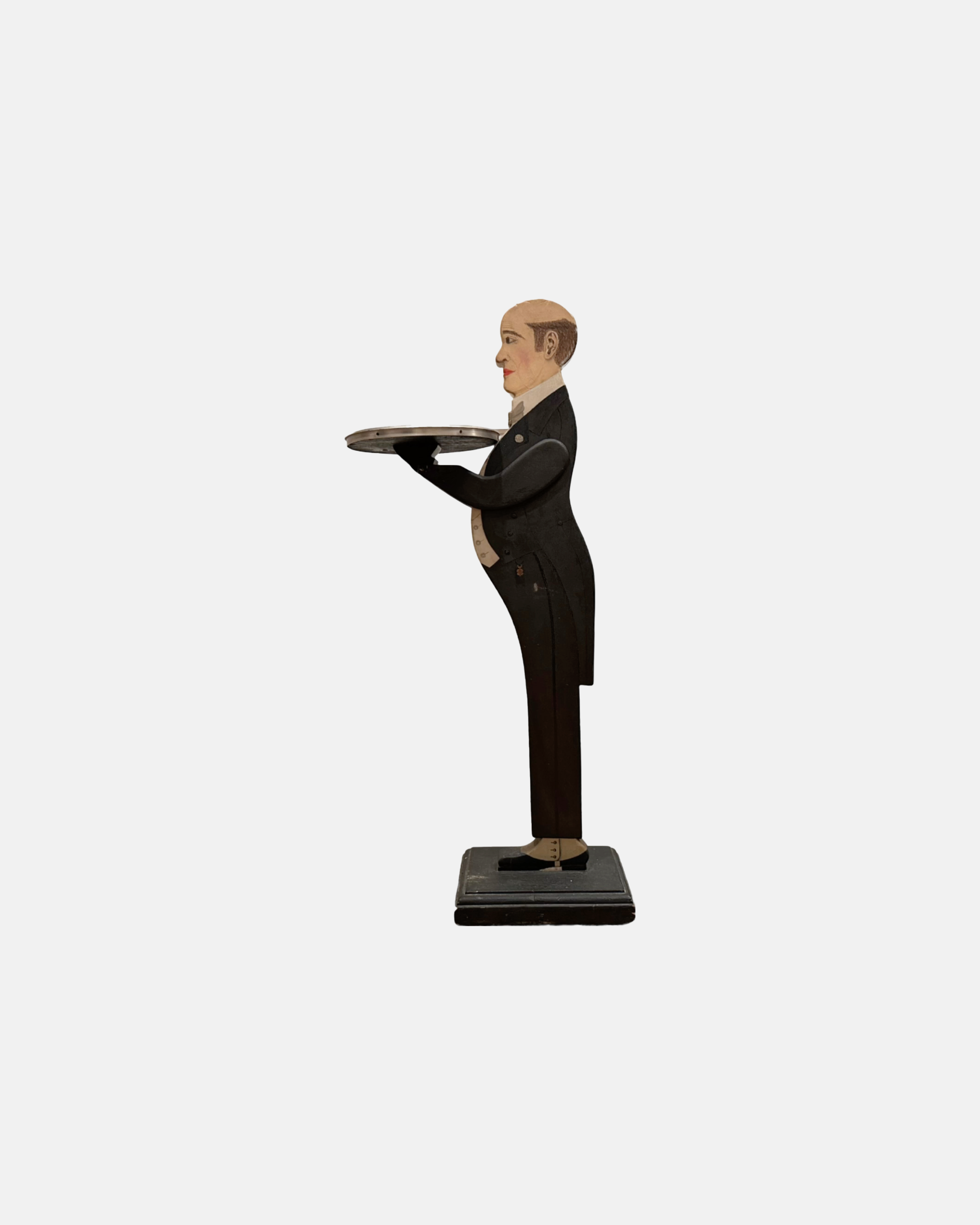 Antique Hand-Painted Standing Wooden Butler 35.5"H