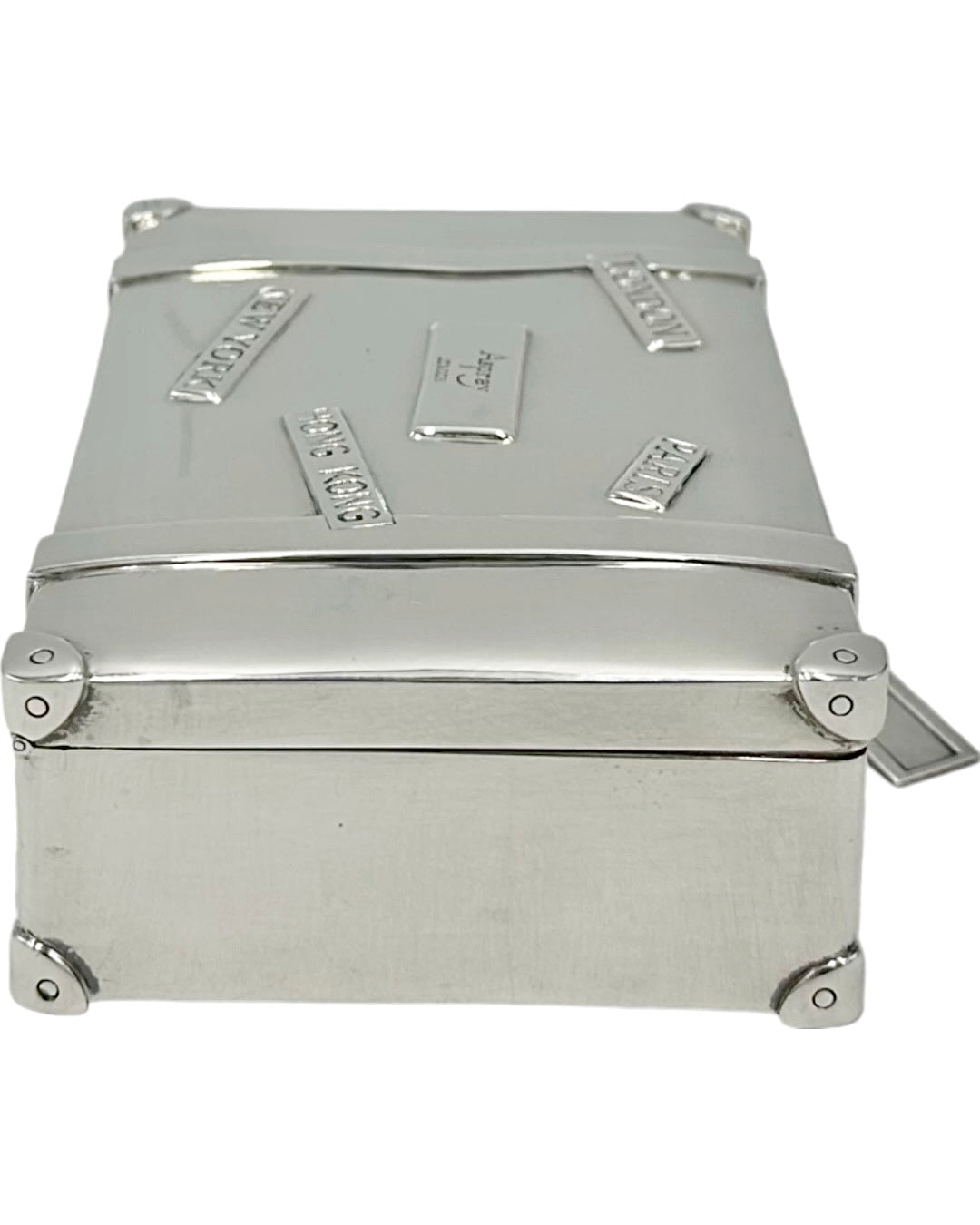 Vintage Asprey London Sterling Silver Miniature Suitcase Trinket Box