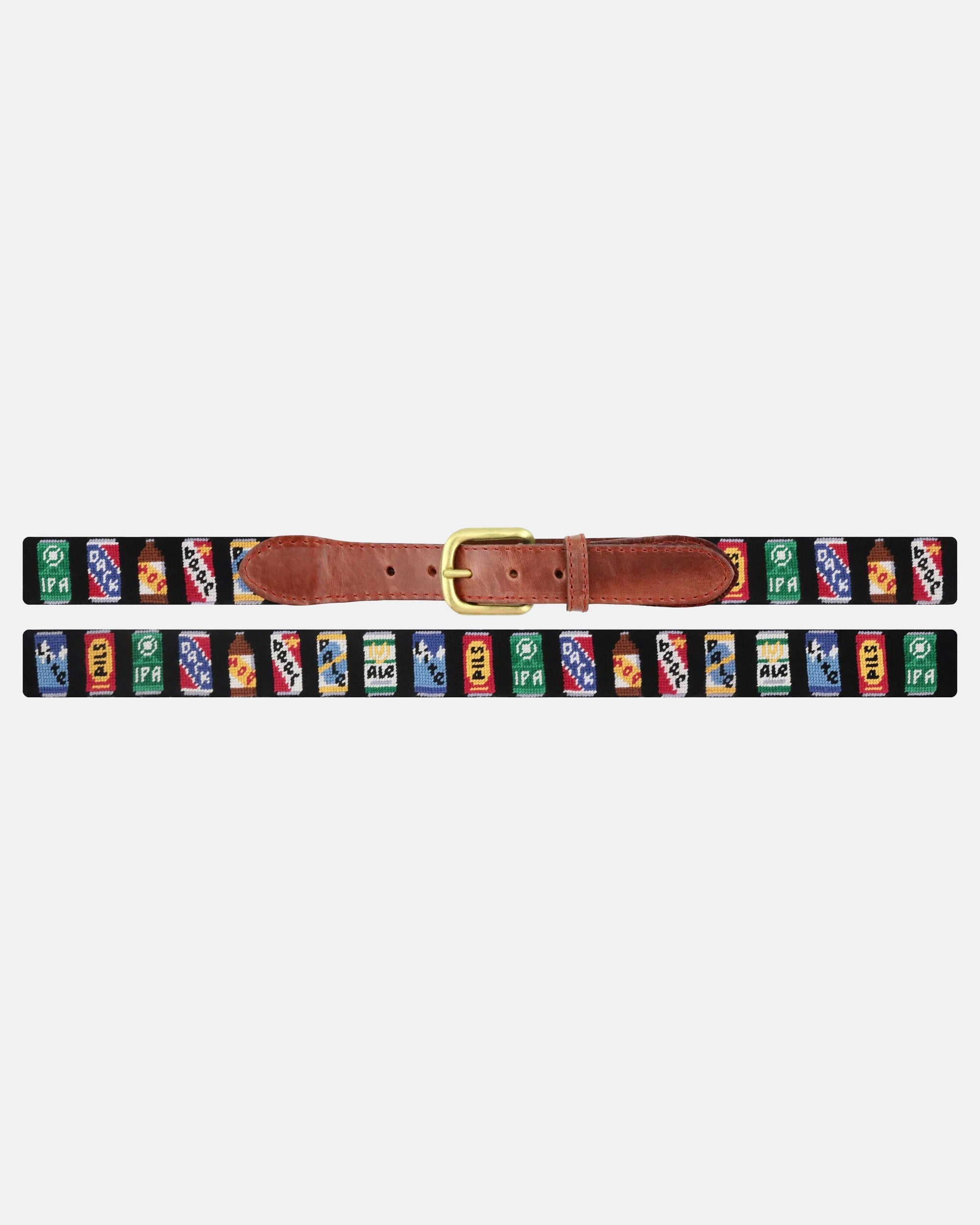 Beer Can Black Needlepoint Belt