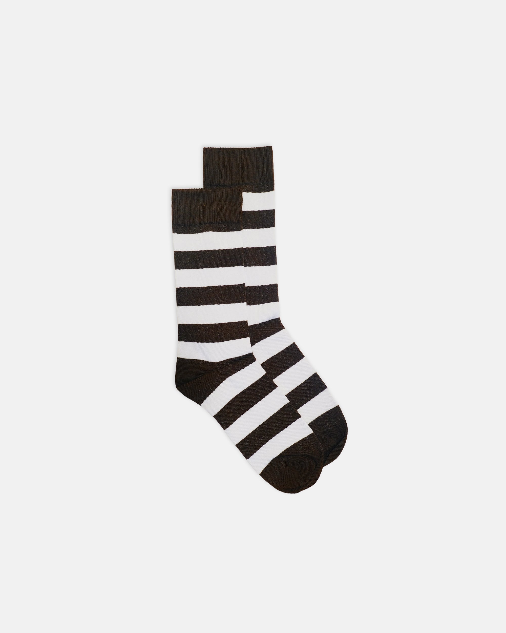 Brown & White Hoop Stripe Cotton Socks