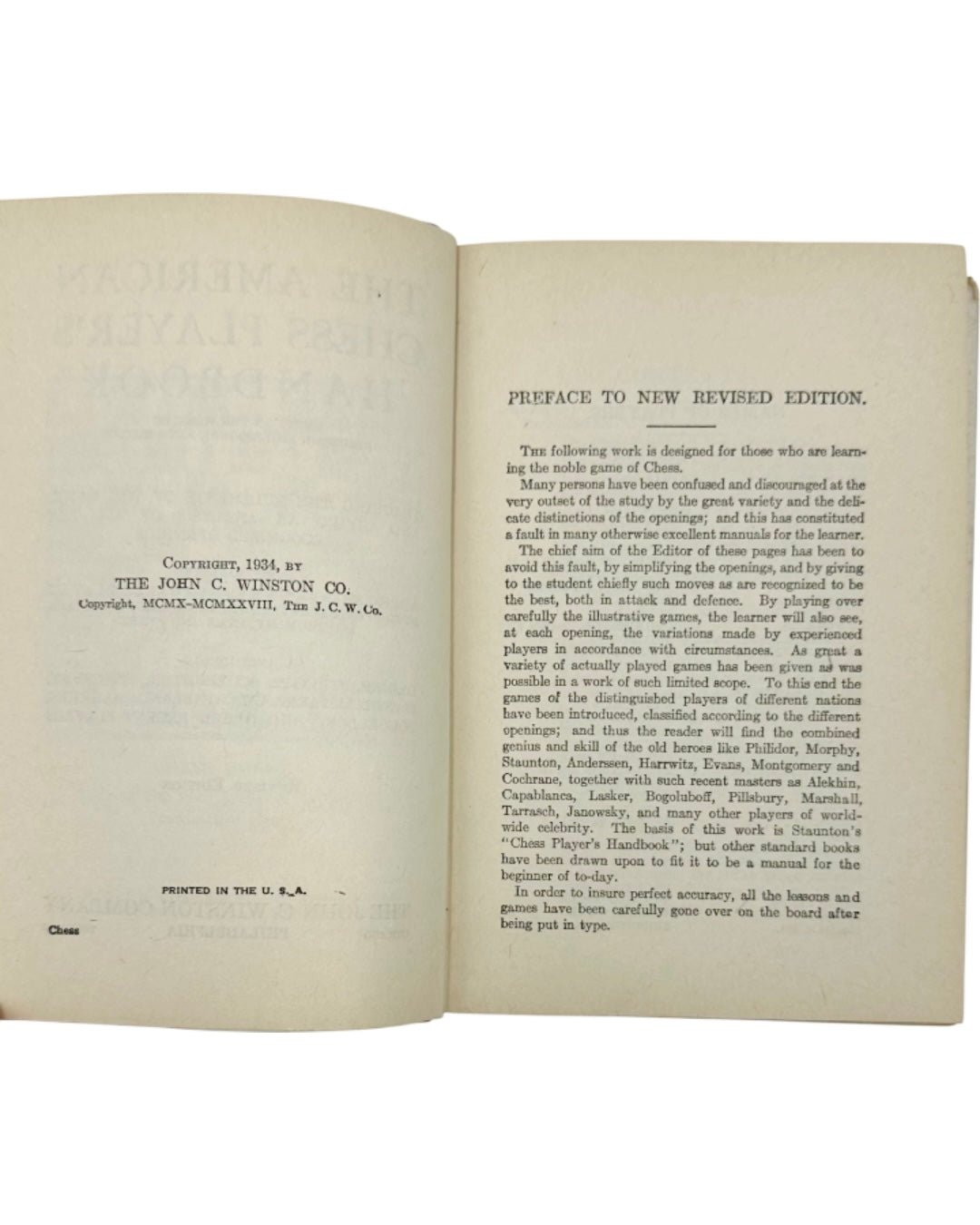 The American Chess Player's Handbook Hardcover Book 1934