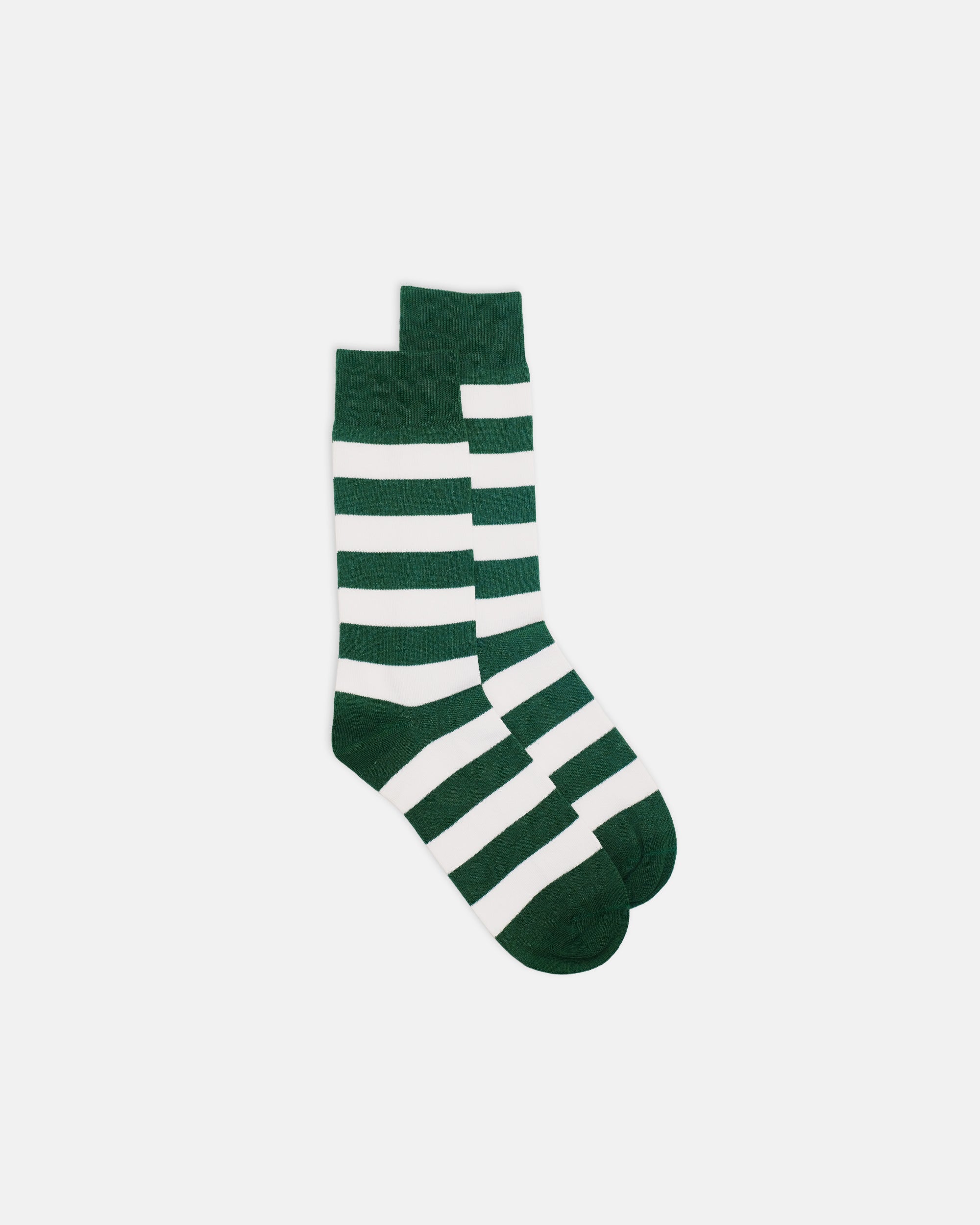 Green & White Hoop Stripe Cotton Socks