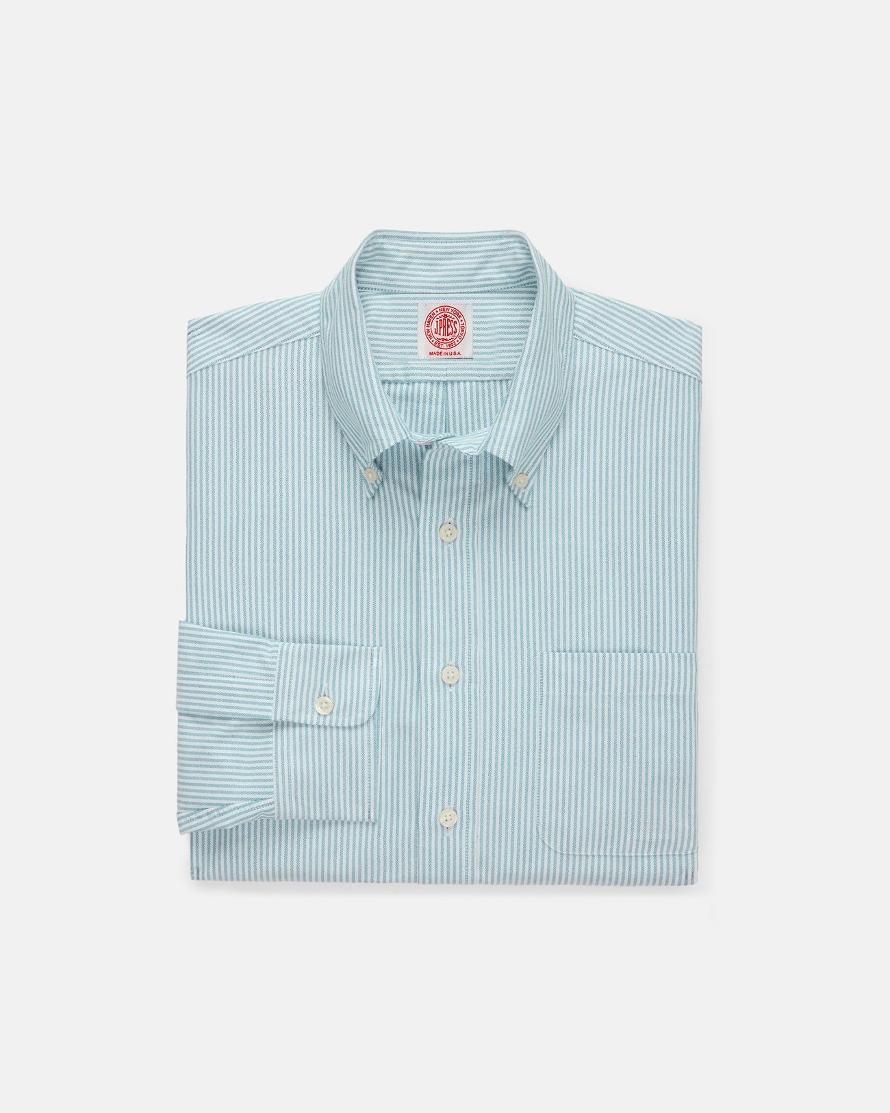 Made-in-USA Green University Stripe Oxford Cloth Shirt - Classic Fit