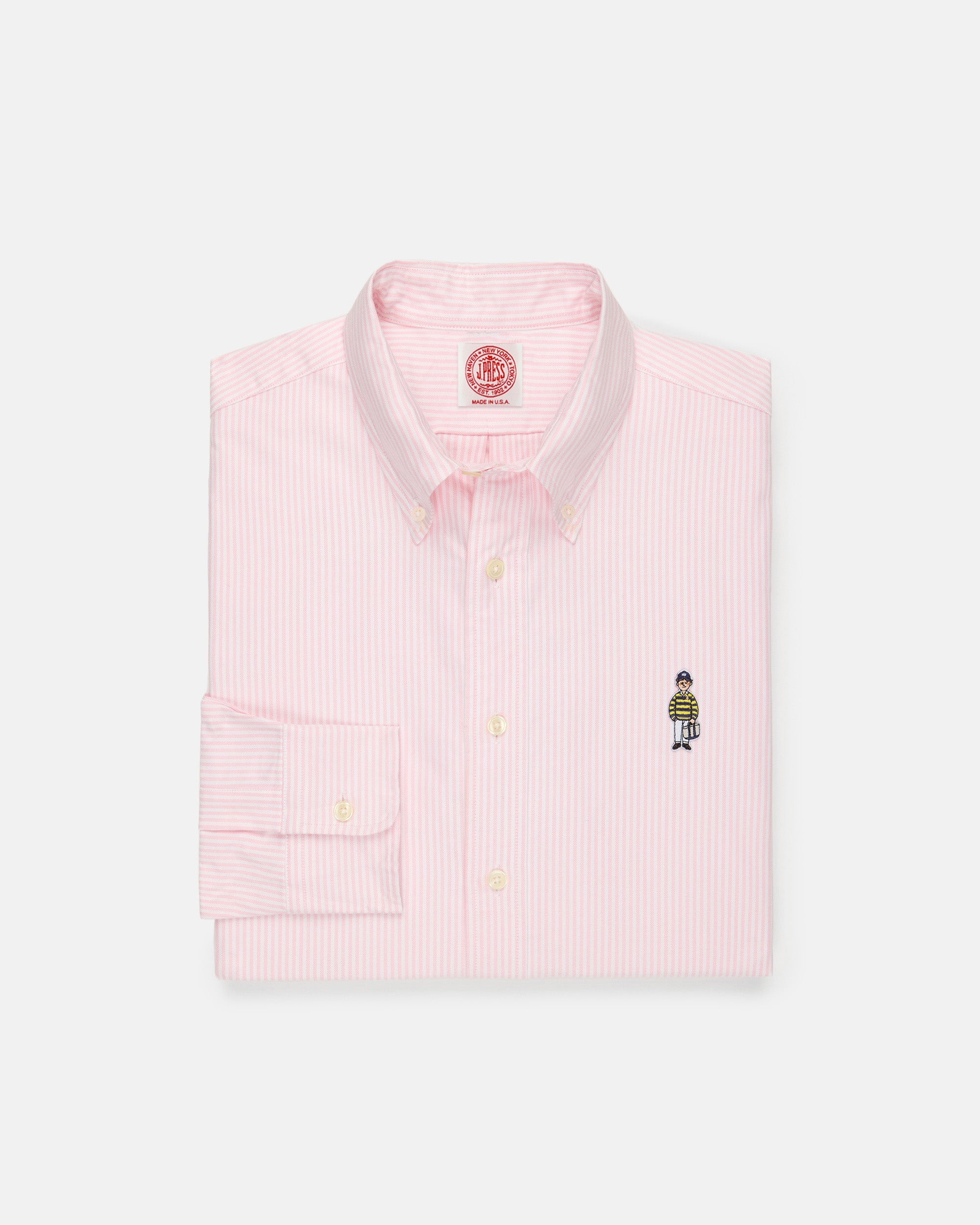 Made-in-USA "Ivy Guy" Pink University Stripe Oxford Cloth Shirt