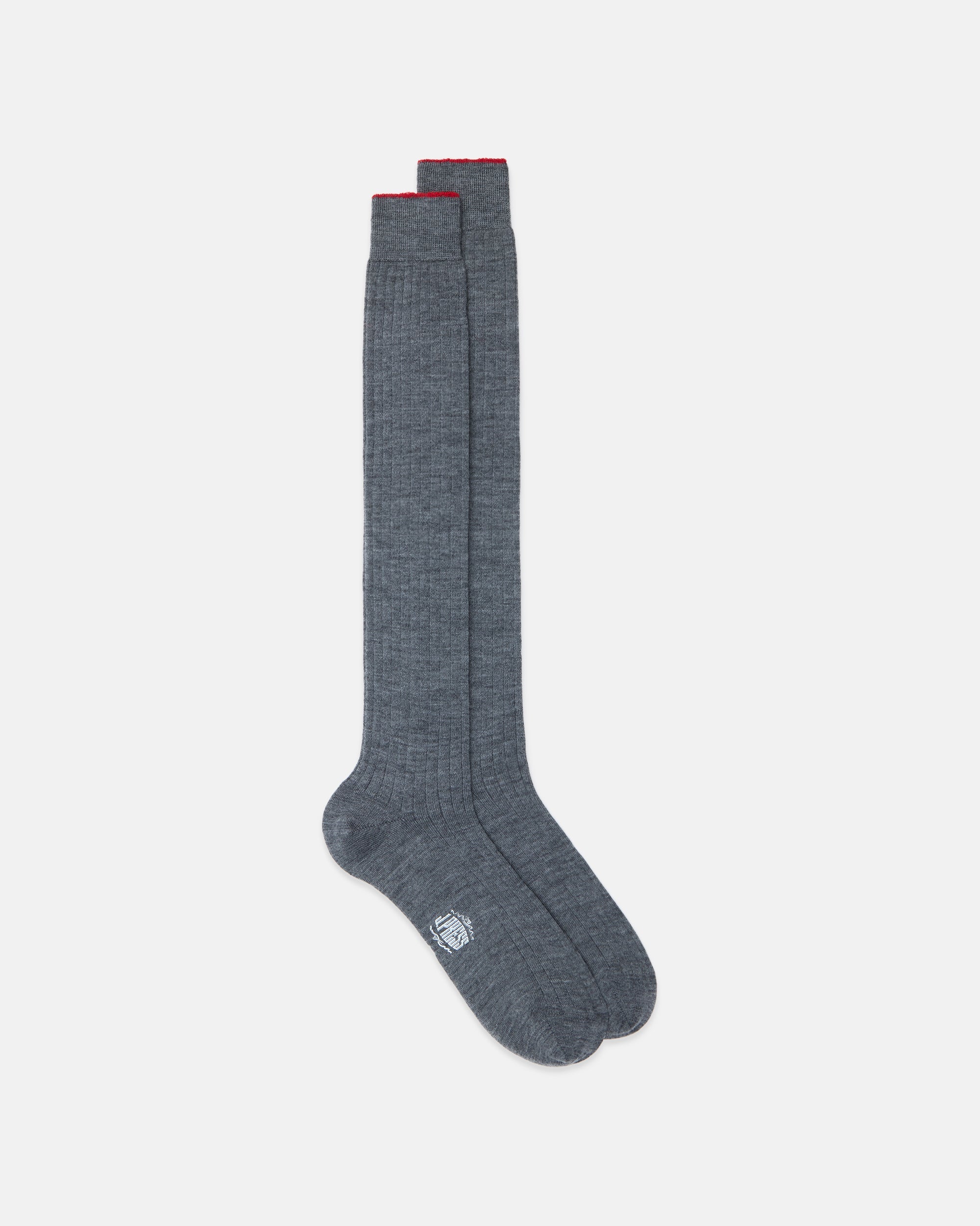 Made-in-Italy Mid-Grey Over-the-Calf Merino Wool Socks