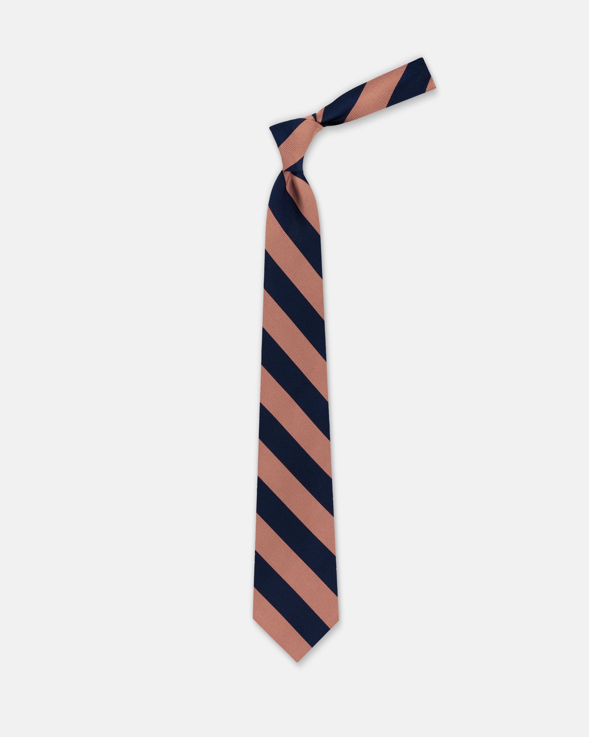 Made-in-USA Navy & Pink Guard Stripe Silk Repp Tie