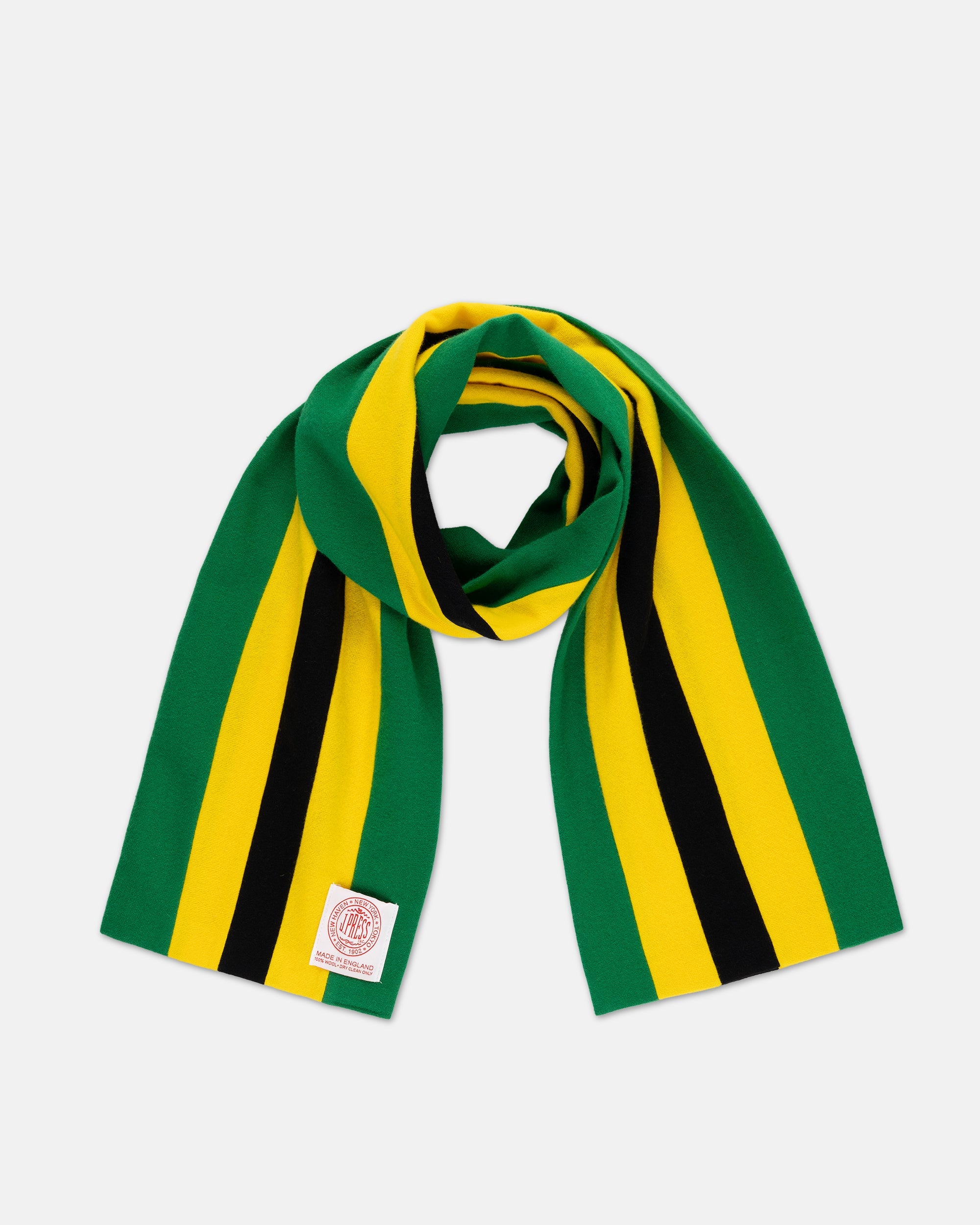 Made-in-England Green, Yellow & Black Wool Schoolboy Muffler