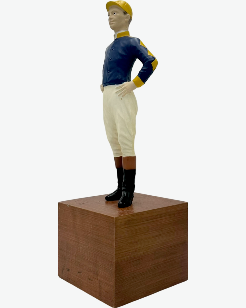 Vintage Equestrian Jockey Bookend Blue Yellow