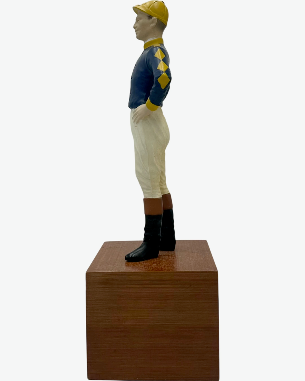 Vintage Equestrian Jockey Bookend Blue Yellow