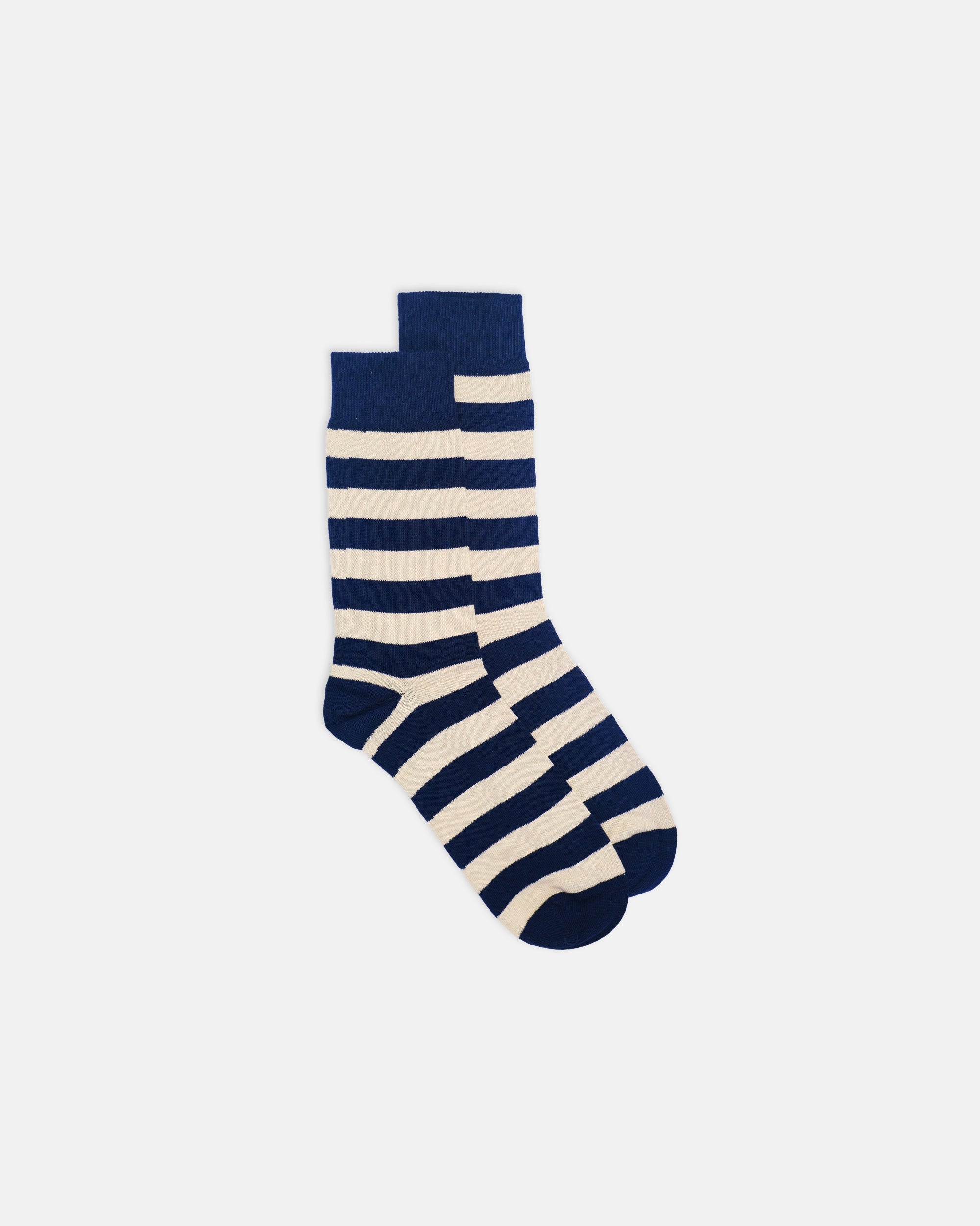 Navy & Light Grey Hoop Stripe Cotton Socks
