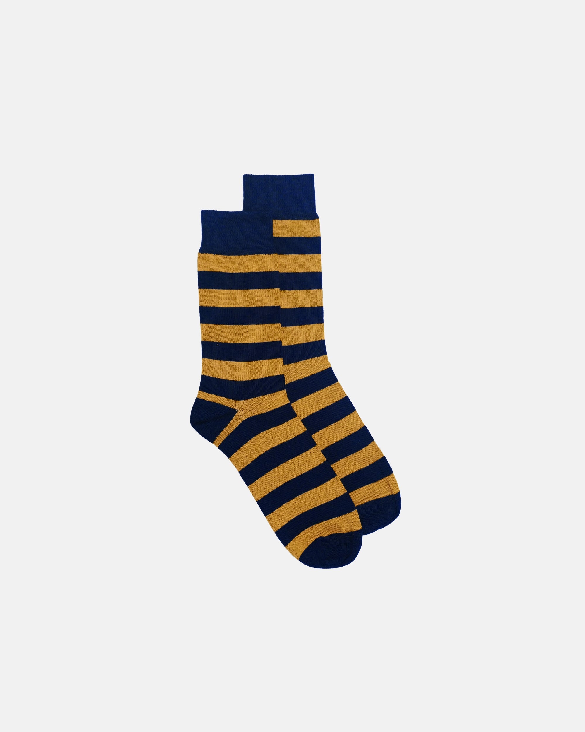 Navy & Yellow Hoop Stripe Cotton Socks