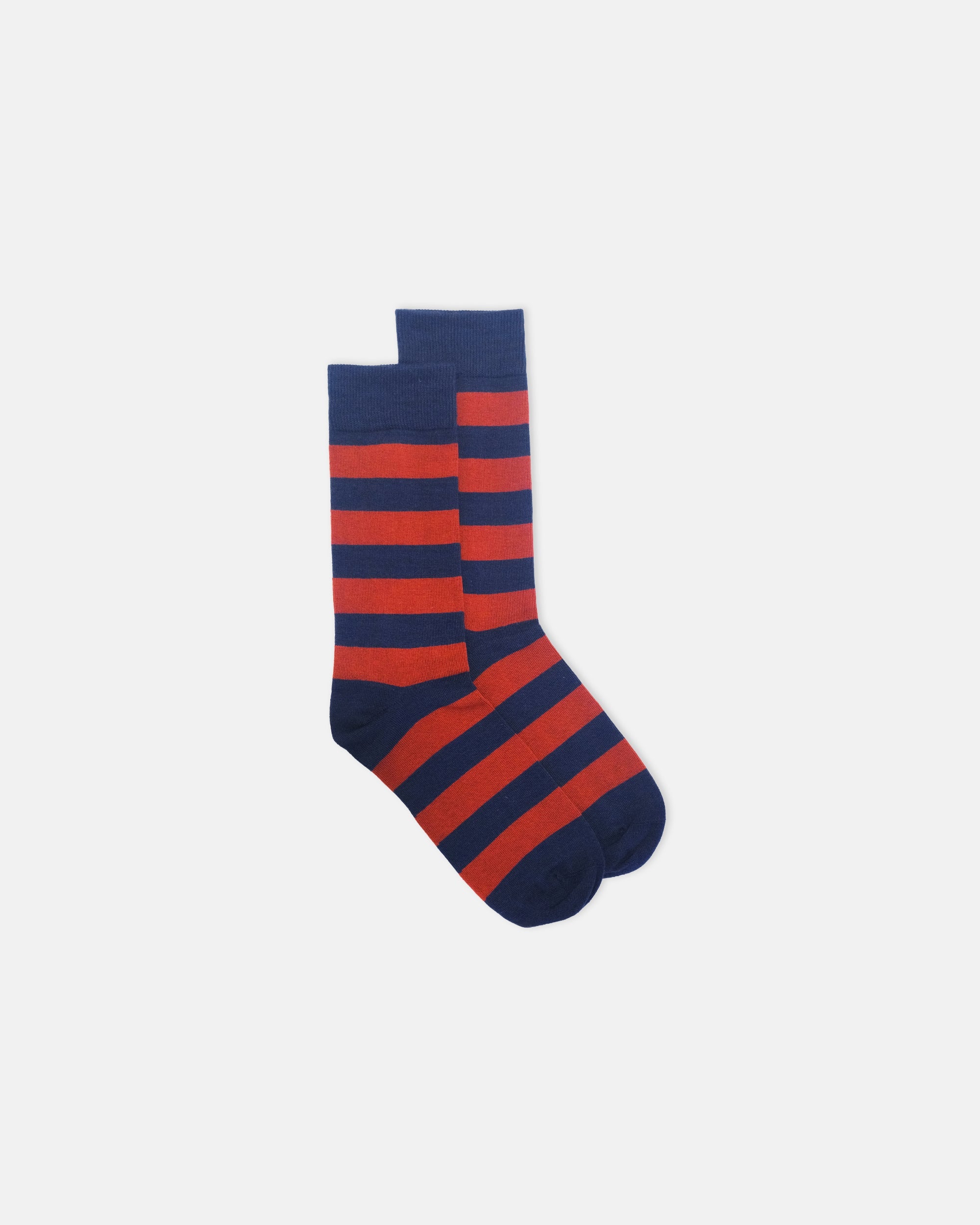 Navy & Burgundy Hoop Stripe Cotton Socks
