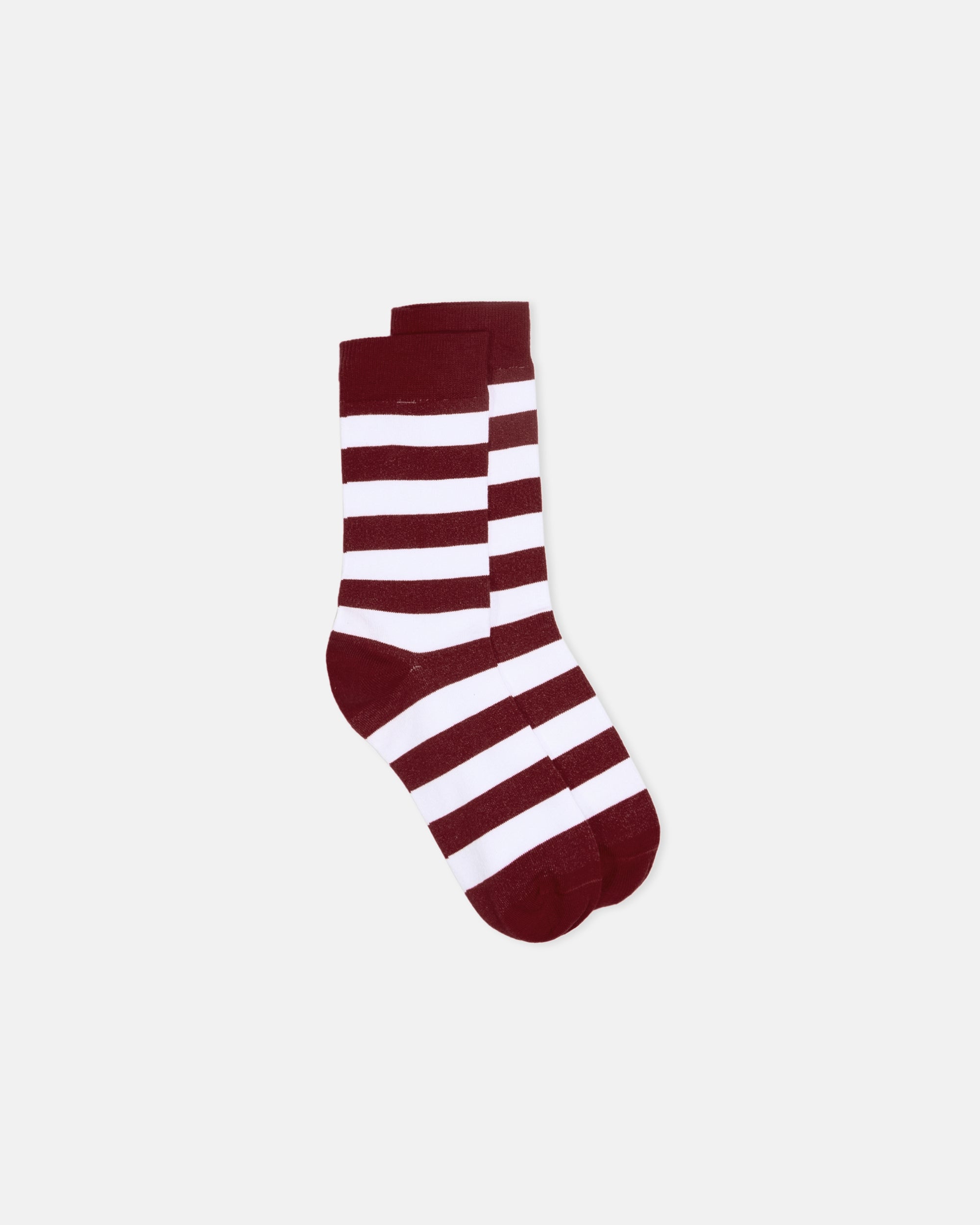 Burgundy & White Hoop Stripe Cotton Socks