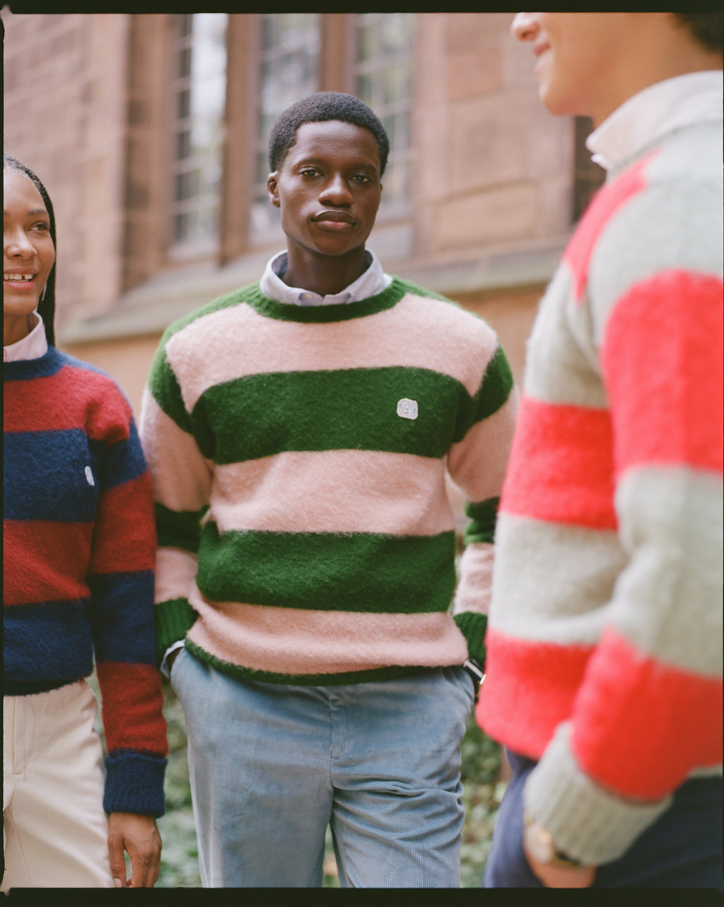 Made-in-Scotland Green & Pink Stripe Shaggy Dog Icon Sweater - Classic Fit