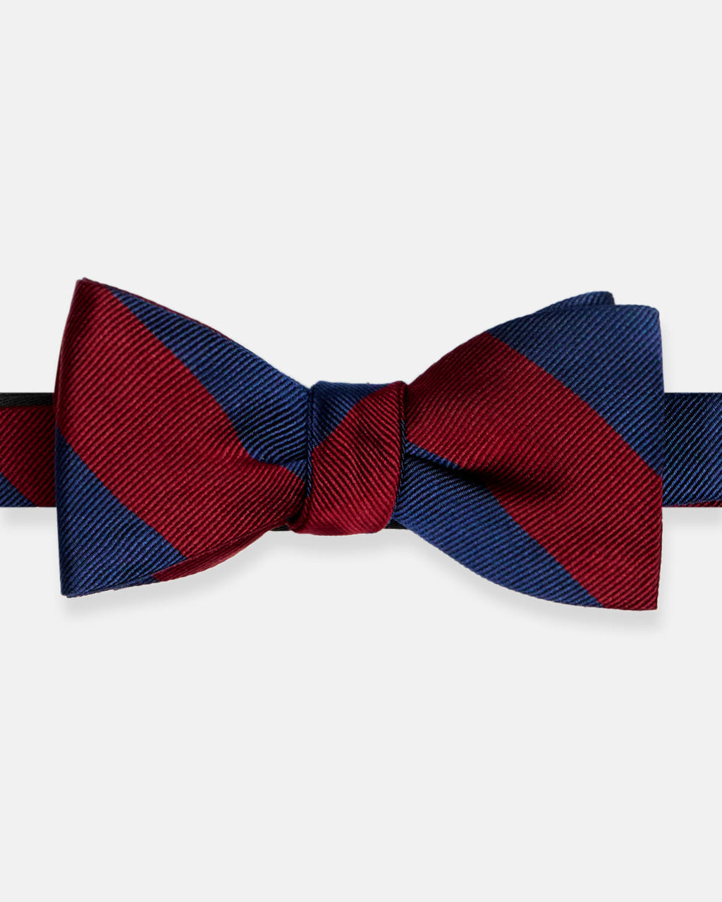 Made-in-USA Navy & Burgundy Guard Stripe Silk Repp Bow Tie
