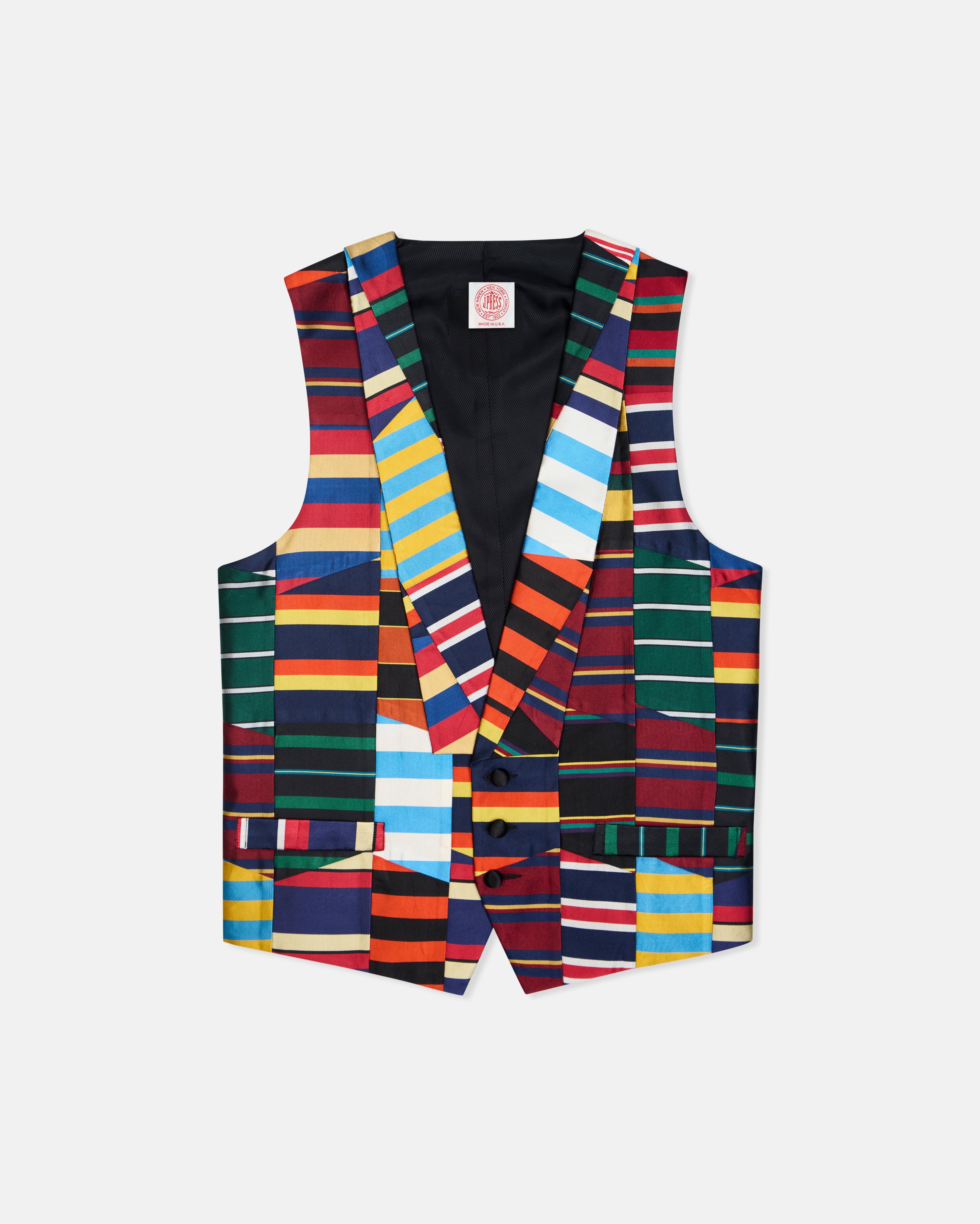 Made-in-USA Patchwork Silk Repp Waistcoat - Custom Make