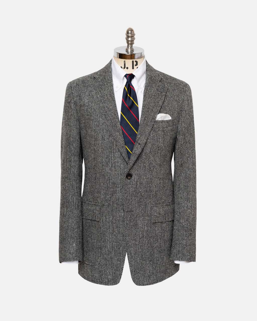 Made-in-USA Black & White Herringbone Harris Tweed Sport Coat - Custom Make