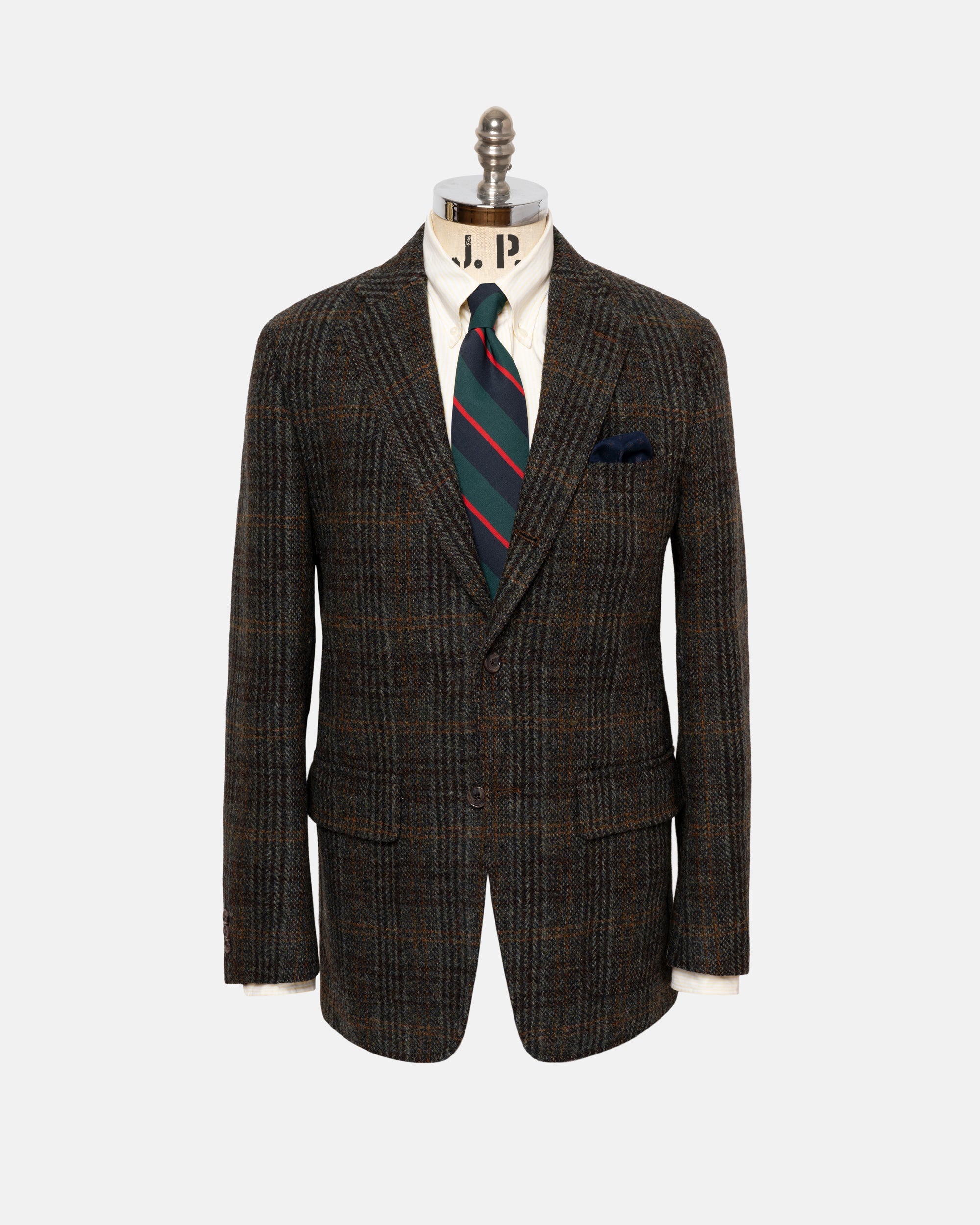 Made-in-USA Olive Plaid Harris Tweed Sport Coat - Custom Make