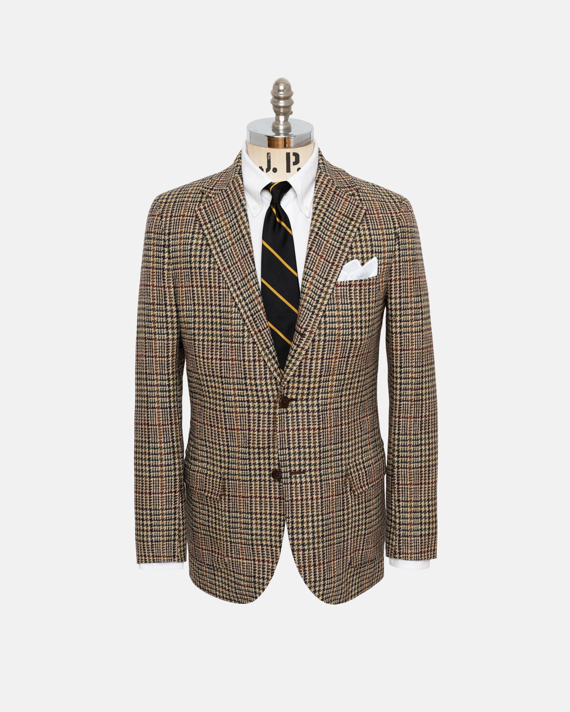 Tan Jumbo Plaid Sport Wool Coat
