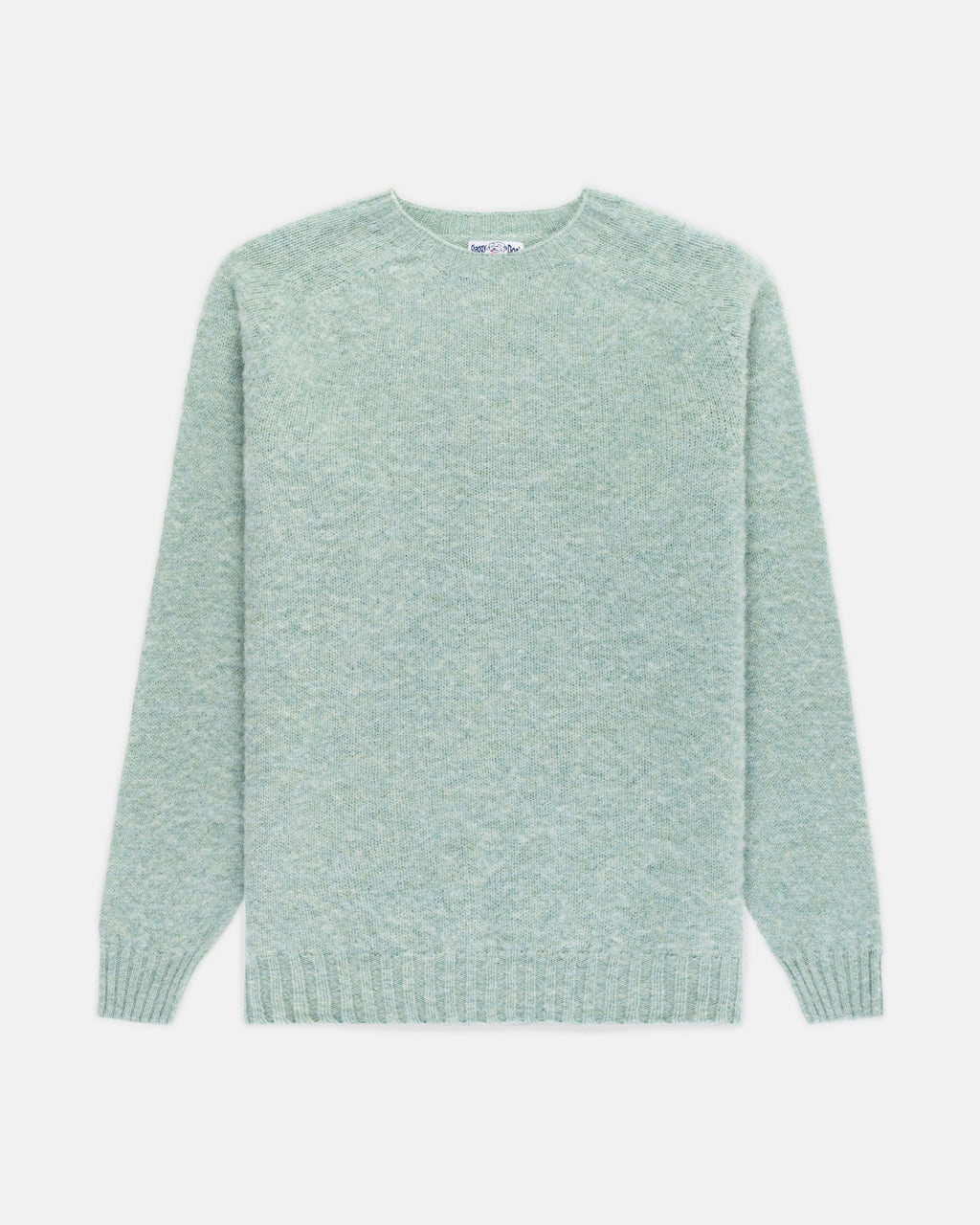Made-in-Scotland Pale Blue Shaggy Dog Sweater  - Trim Fit