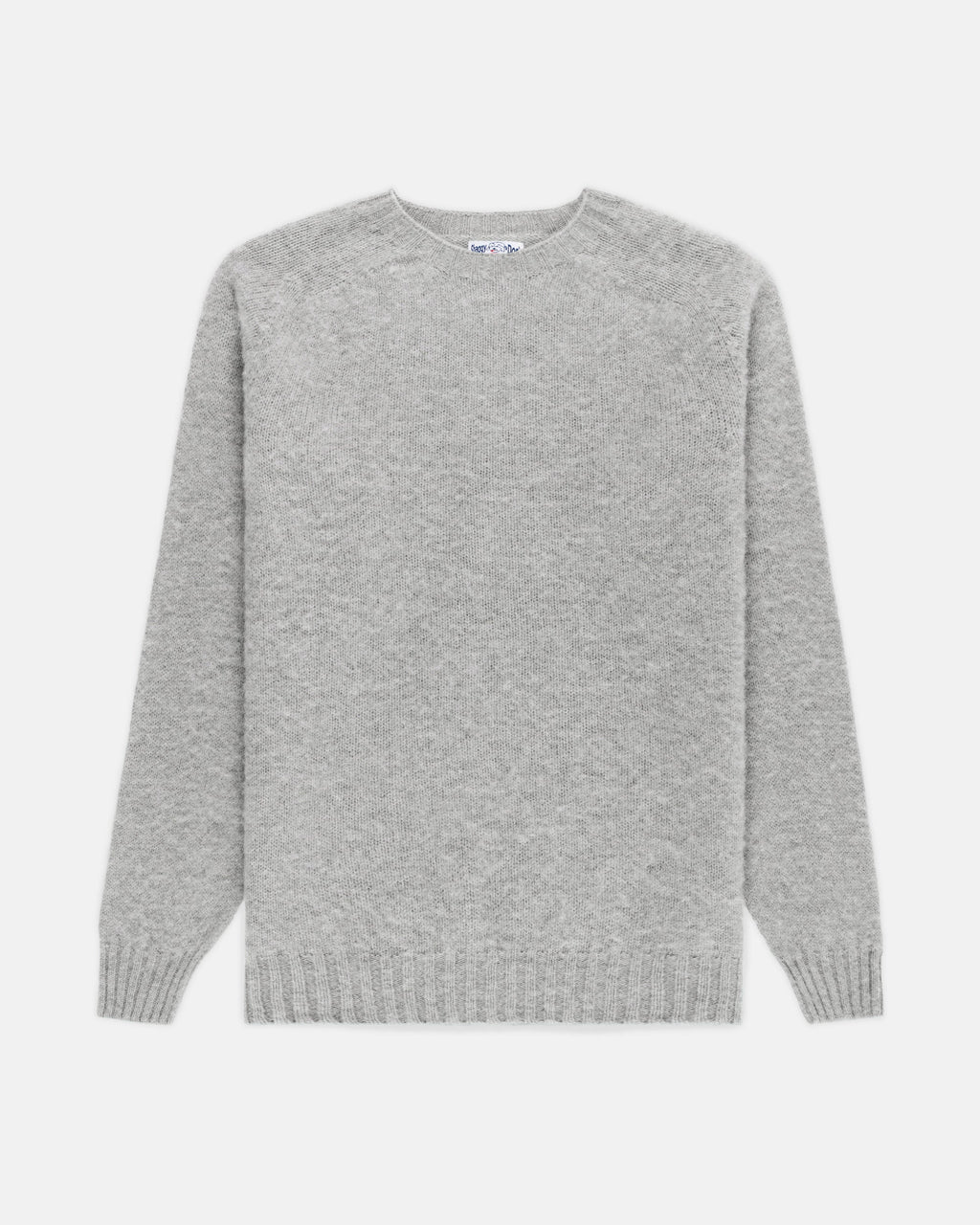 Made-in-Scotland Light Grey Shaggy Dog Sweater  - Trim Fit