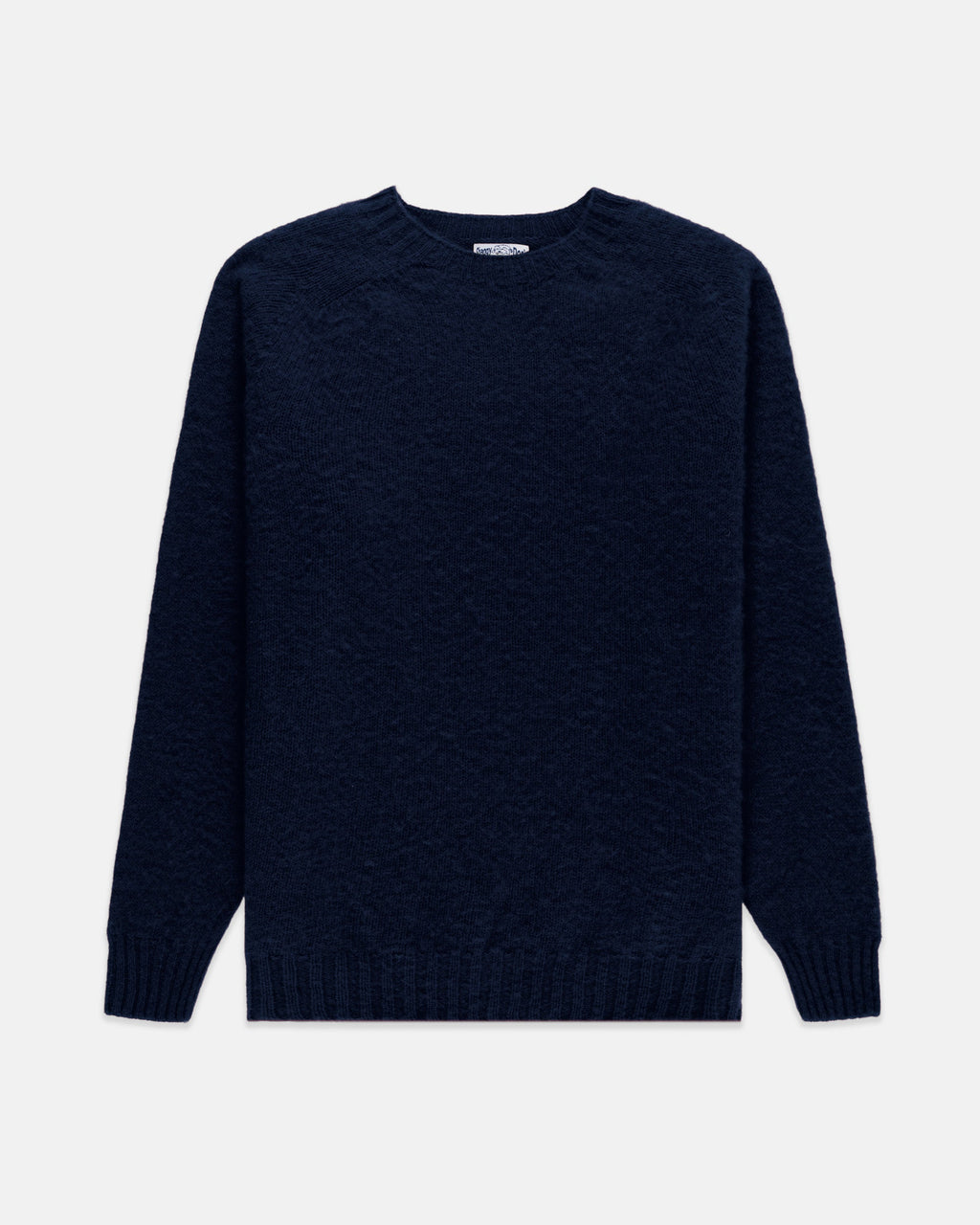 Made-in-Scotland Navy Shaggy Dog Sweater  - Trim Fit