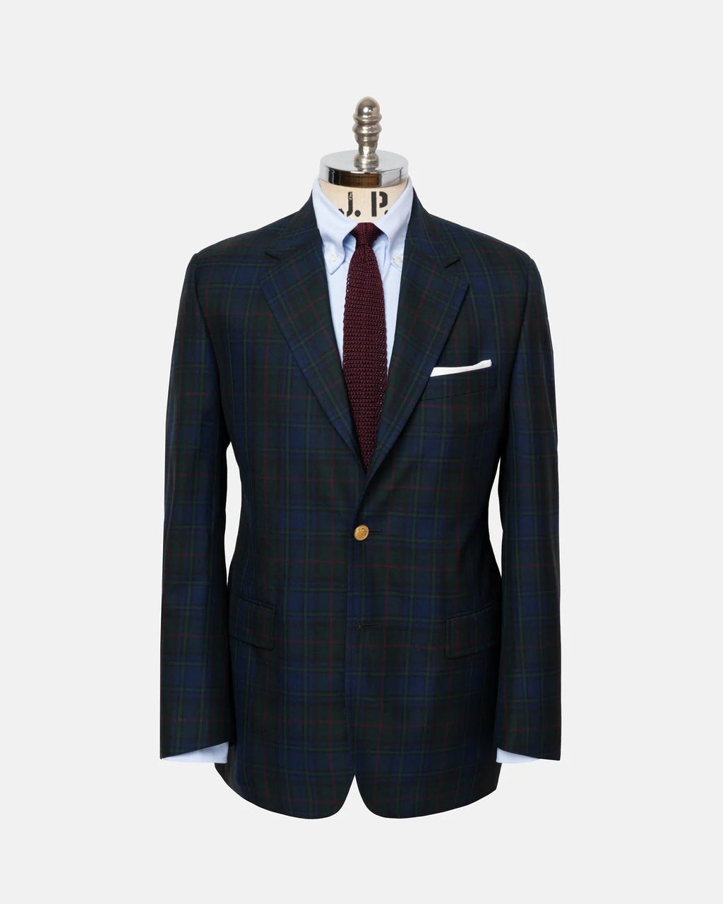 Made-in-Canada Navy & Green with Red Windowpane Tartan Blazer